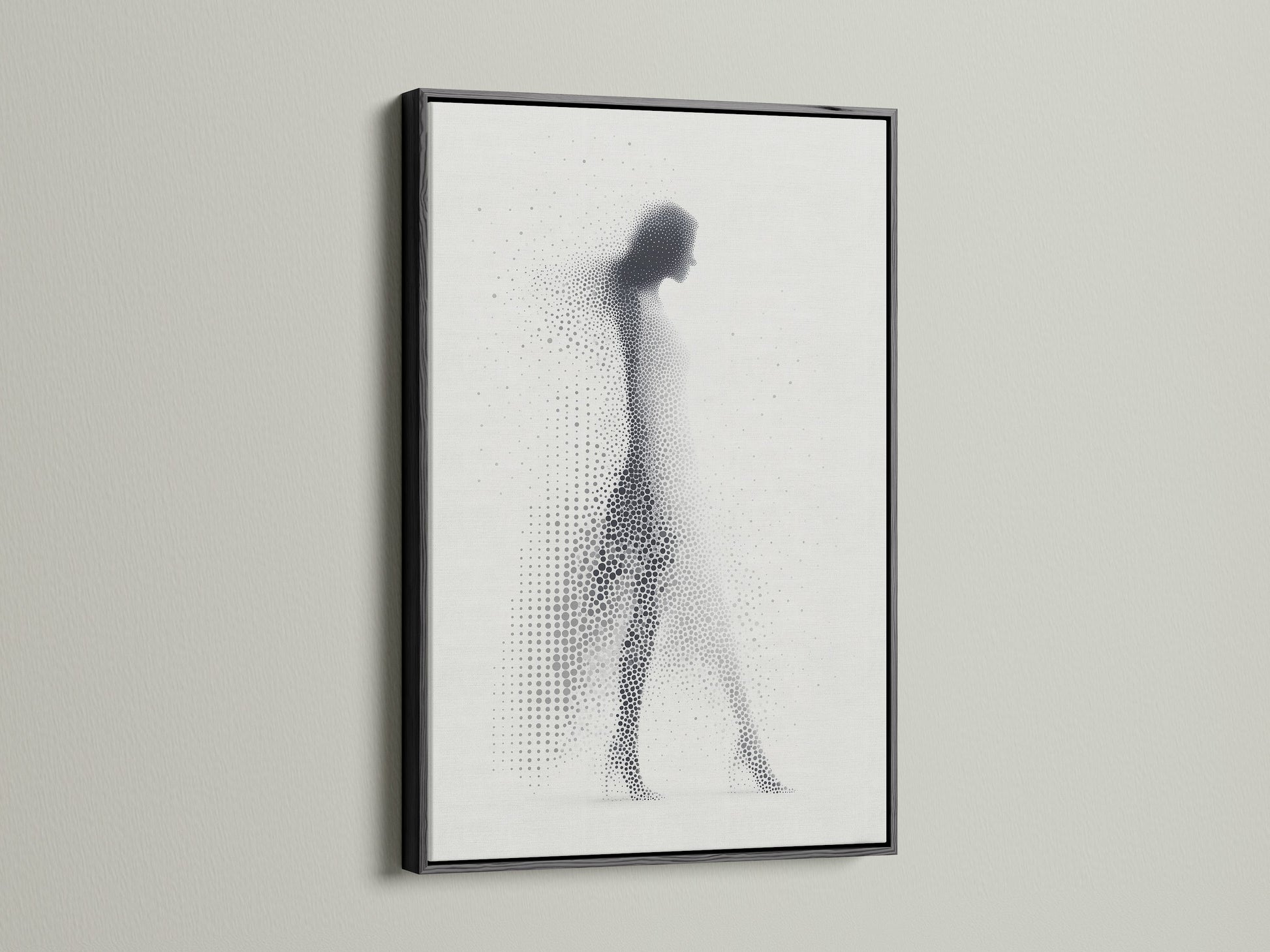 This black frame displays art. It offers a classic touch. The black frame provides a striking contrast. It makes the artwork stand out. Ideal for a gallery wall. It is a versatile choice for framing art.