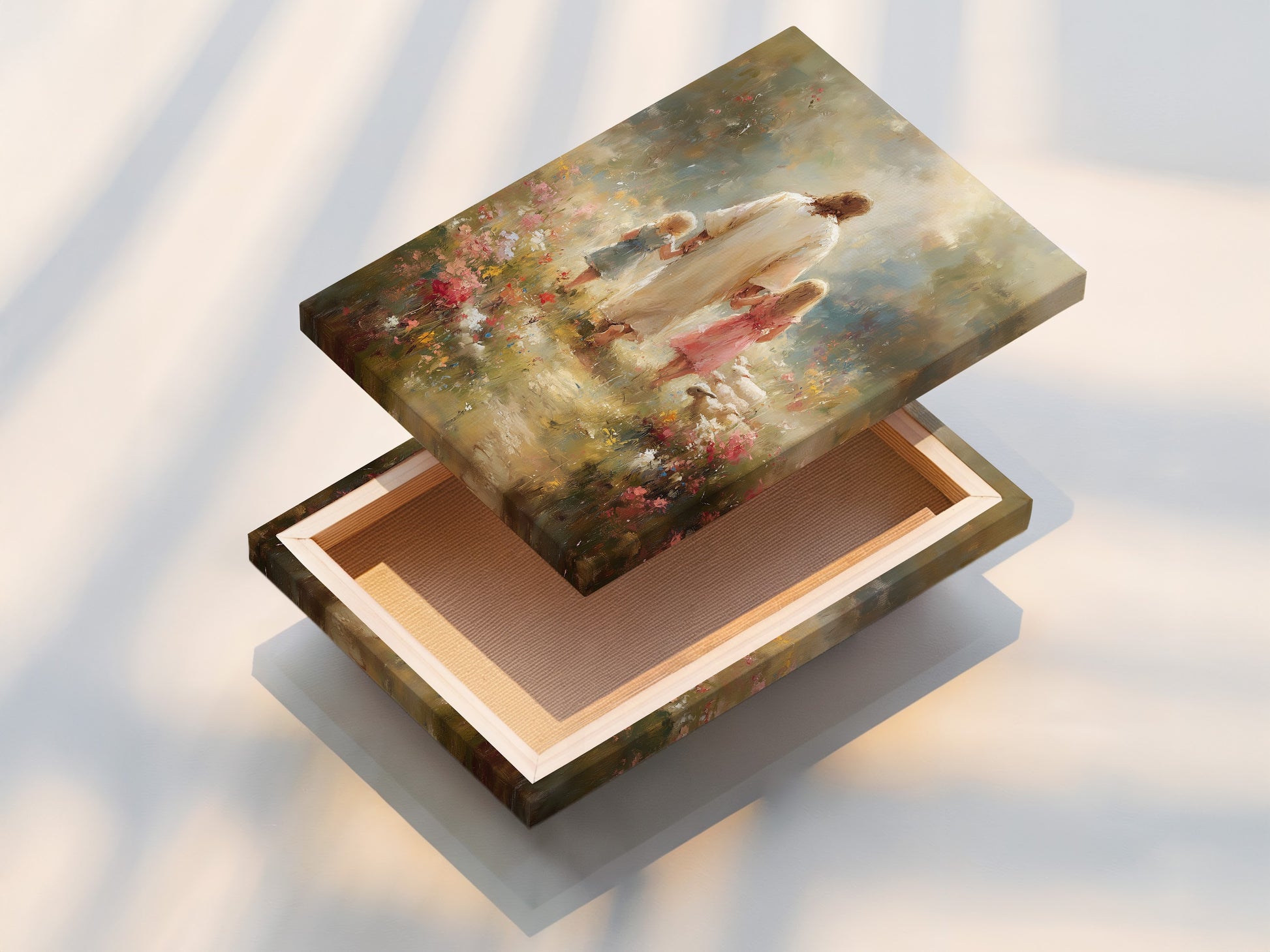 A stretched canvas print on display. The canvas is stretched. The print showcases vibrant colors and intricate details. Stretched canvas prints are ready to hang. Enhance your space with beautiful artwork.