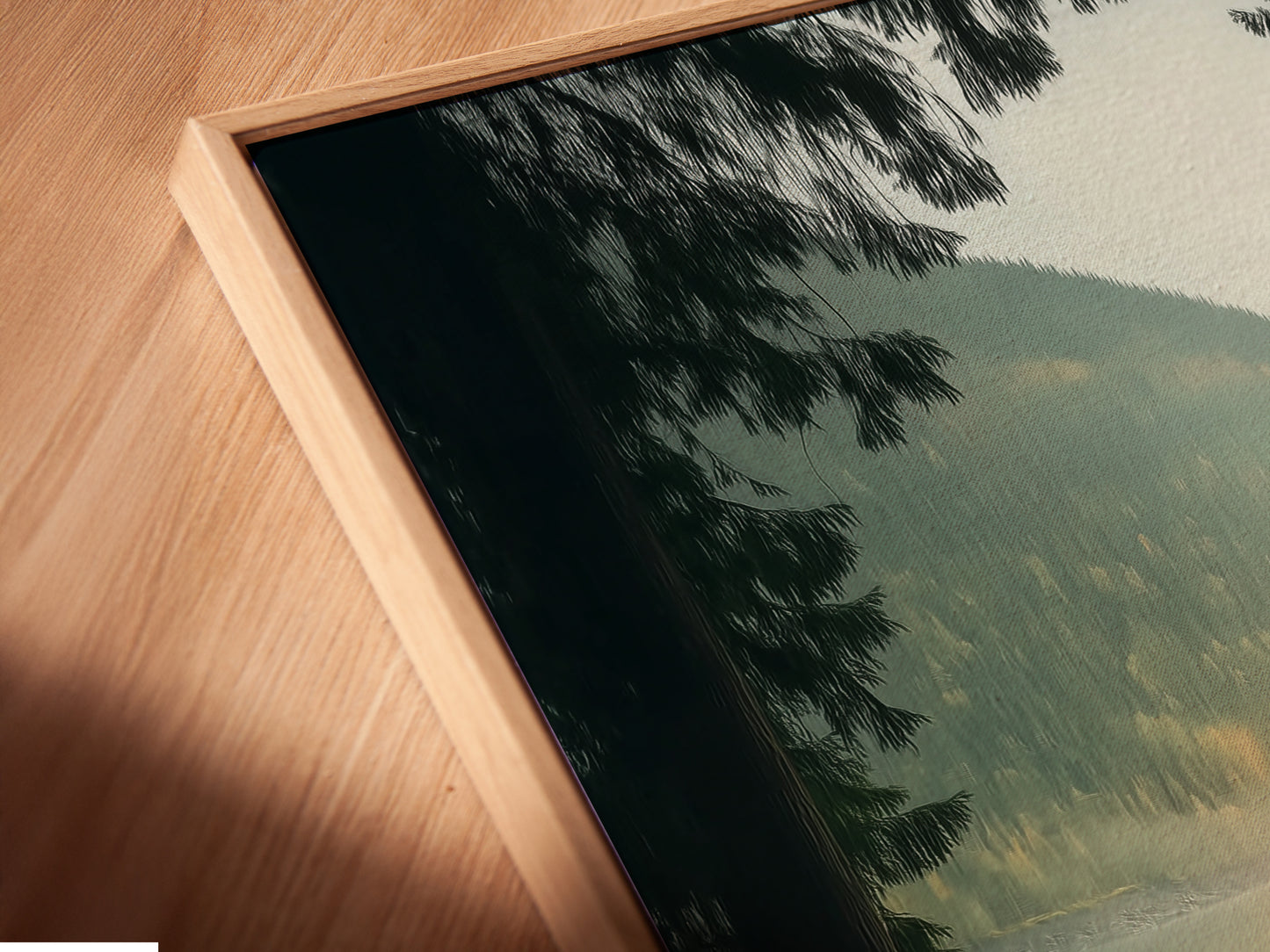 See the details of a canvas print in a floating frame. The floating frame gives a modern gallery feel. This artwork is ready to hang and will add beauty to any space.