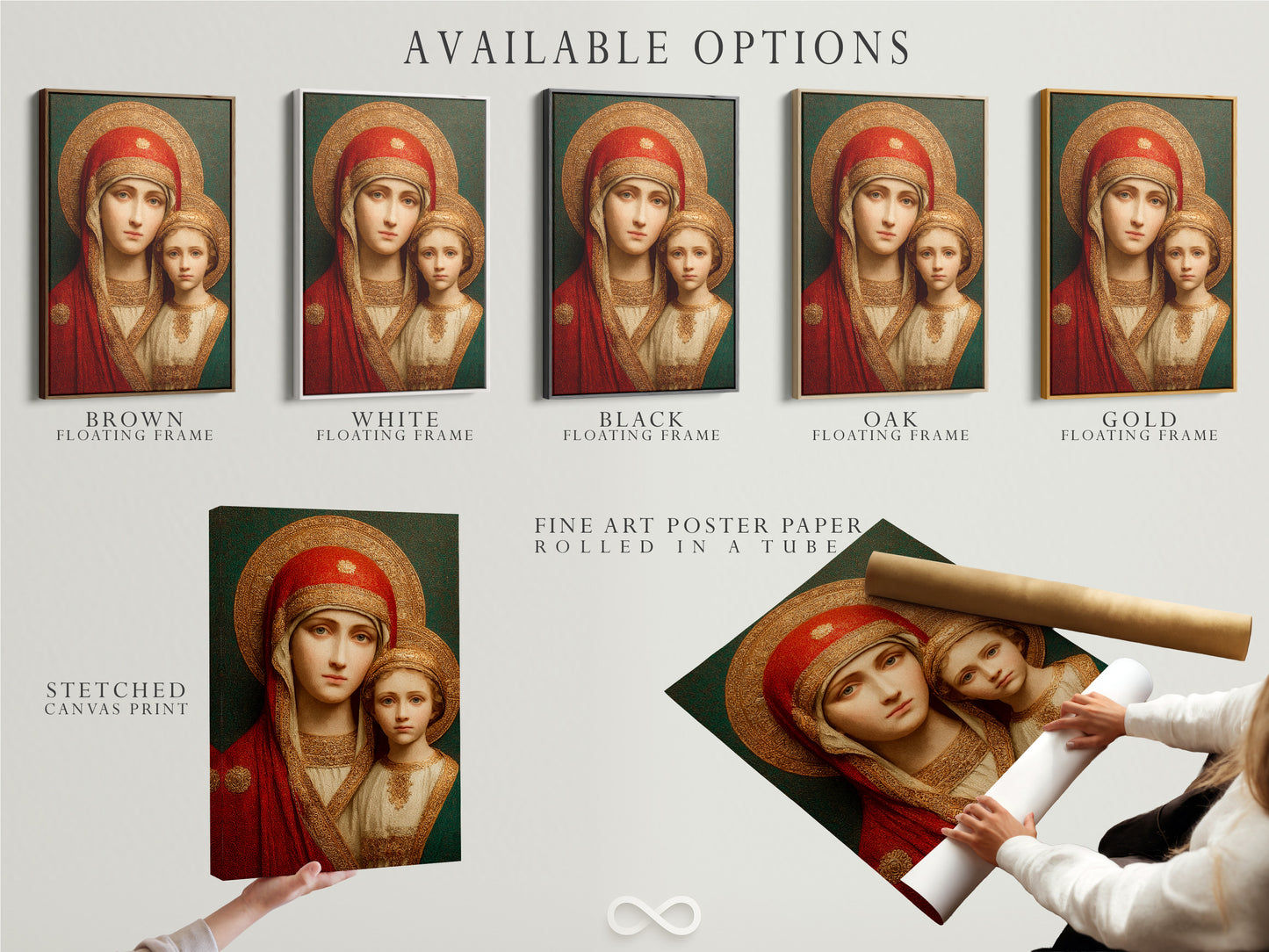 Sacred Mother Child Icon - Religious Art Print, Byzantine Style Portrait, Orthodox Icon Wall Art, Christian Home Decor, Spiritual Gift