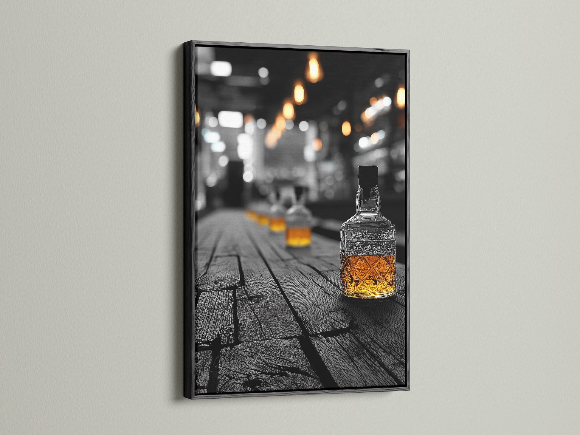 This whiskey bar artwork is presented in a black frame. A classic choice for any decor style. The bourbon wall art adds a touch of elegance. Ideal for man caves or lounges. Explore our range of vintage bar prints to enhance your space. Perfect for rustic bar art.