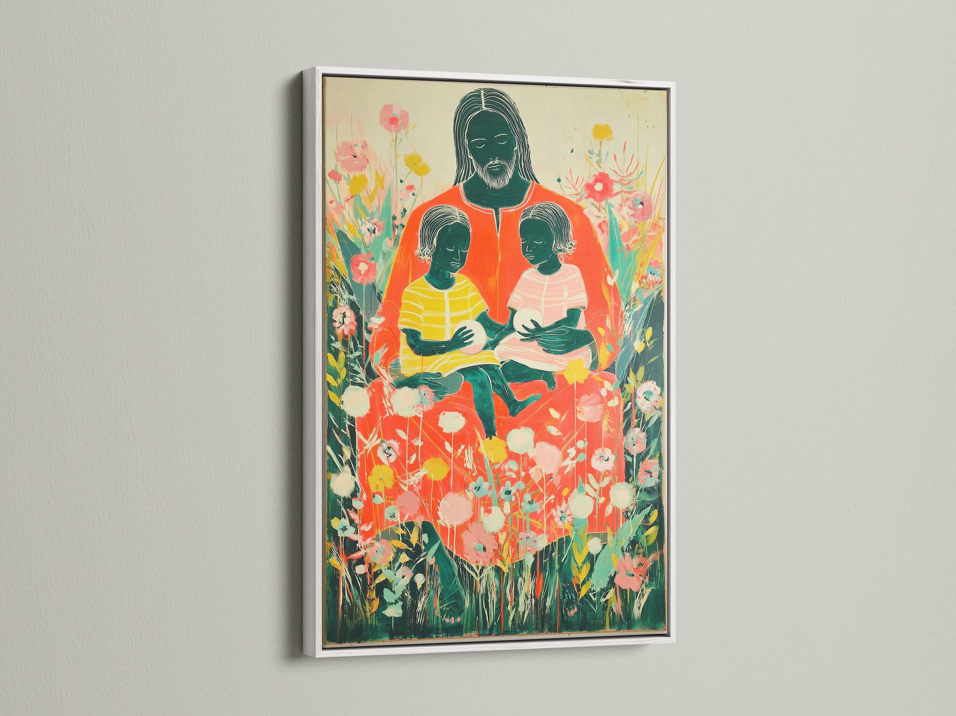 Artwork is elegantly framed in a white frame. The clean white finish creates a modern aesthetic. This frame allows the artwork to take center stage. White frames are versatile and complement any style. Enhance your decor with our stunning white frames.