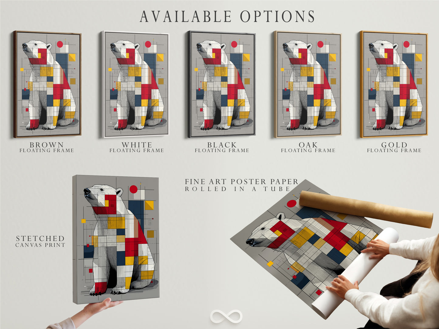 Available options for artwork. You can select stretched canvas print. Fine art poster paper is also available. The floating frame is another beautiful option. Each option enhances the artwork. Choose the perfect style to complement your space. Great piece of art for your home or office.