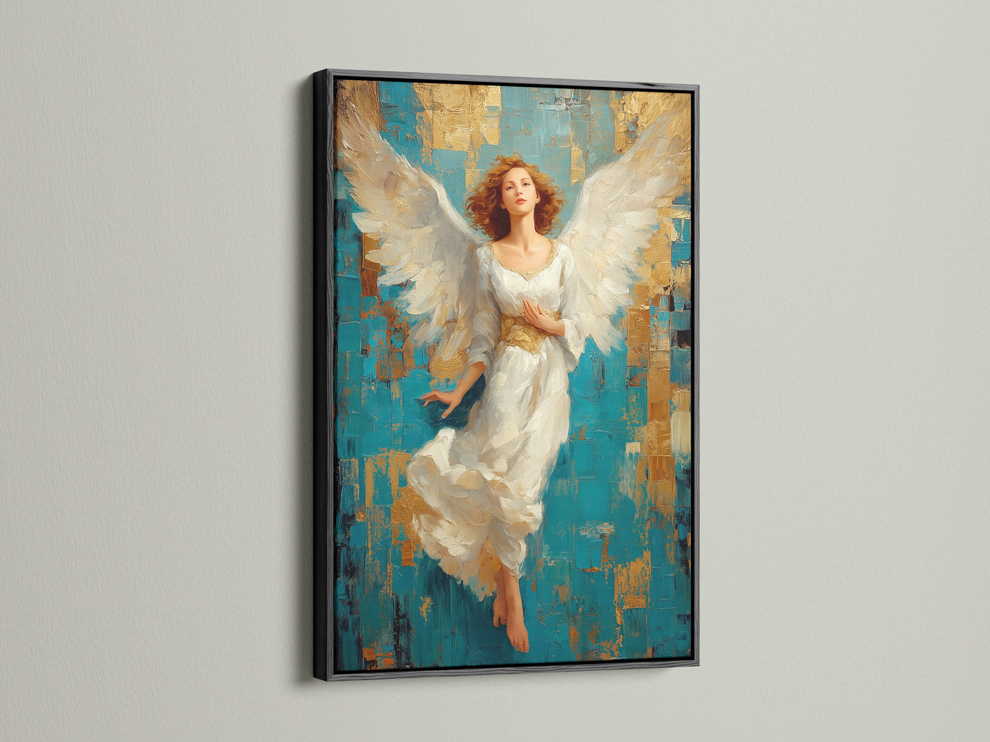 Artwork displayed in a sleek black frame. The black frame provides a bold contrast. It makes a statement. Black frames offer a modern and sophisticated look. Ideal for contemporary spaces and artwork.