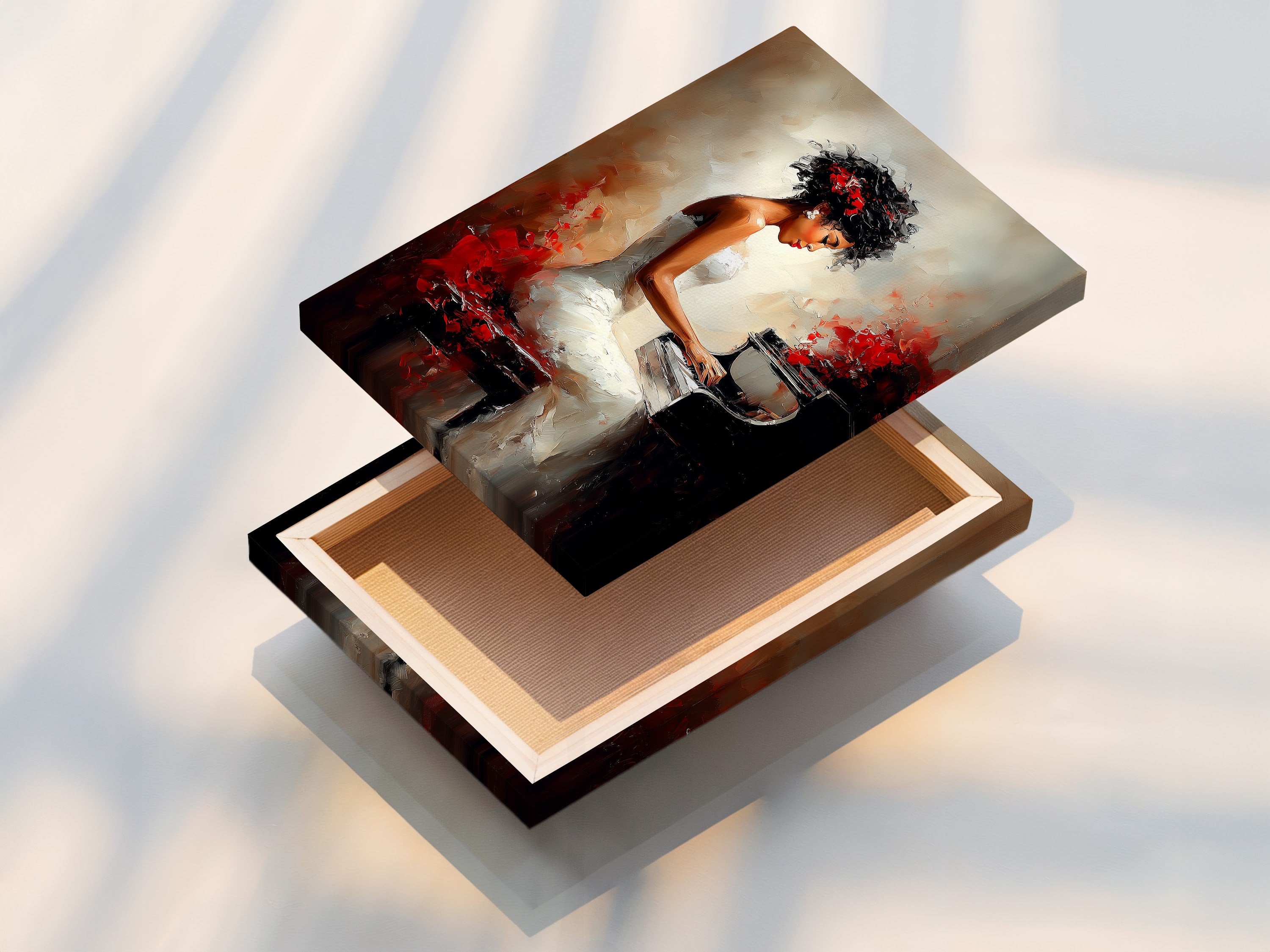 A stretched canvas print is displayed. The canvas print is ready to hang and enjoy. It offers a gallery-wrapped look and professional finish. Perfect for showcasing artwork without a frame. The stretched canvas adds depth and texture. It is a durable and long-lasting option.