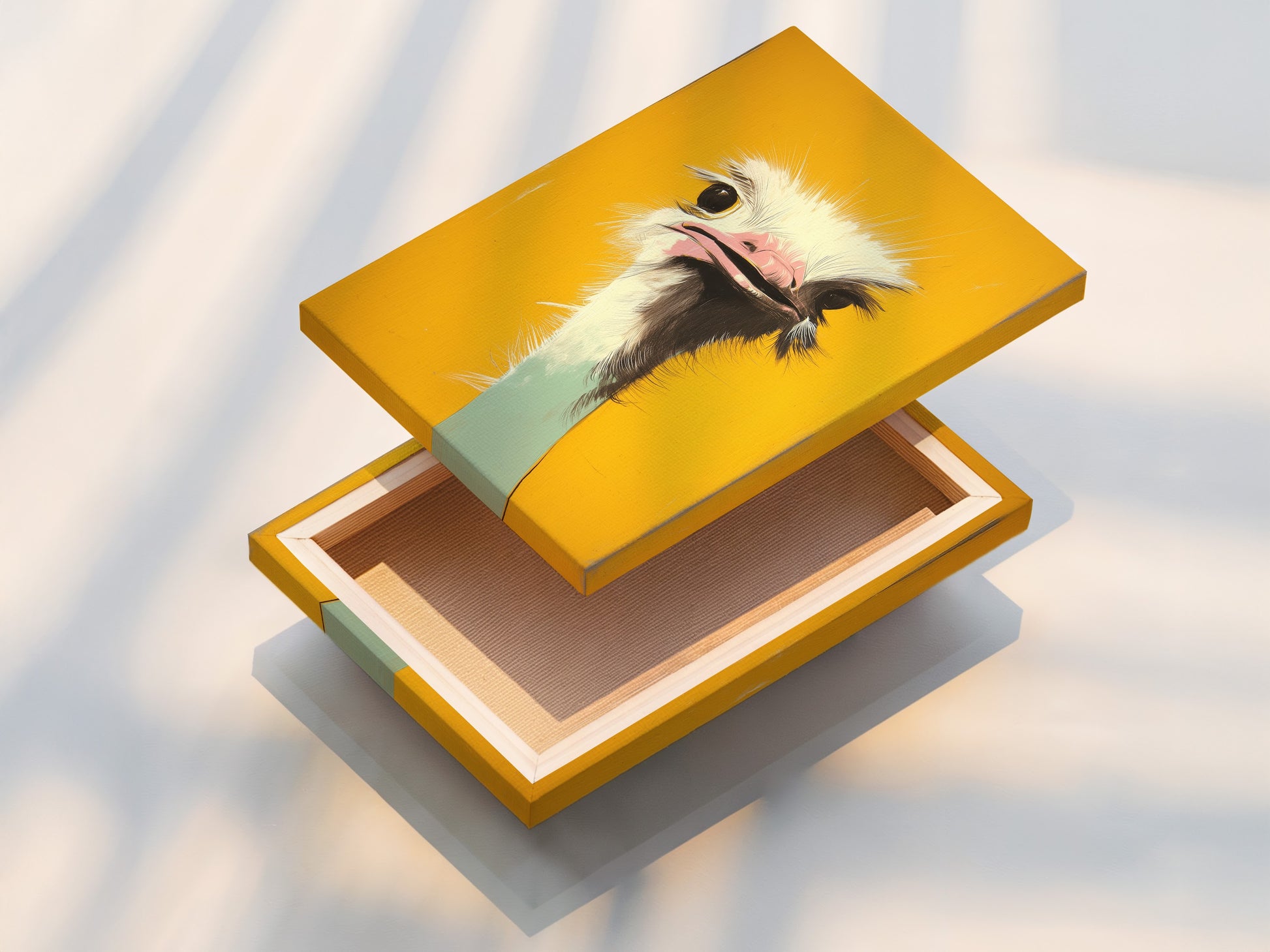 A stretched canvas print is displayed. The canvas is tightly stretched and ready to hang. The print offers a gallery-quality look and feel. Transform your space with our stretched canvas prints.