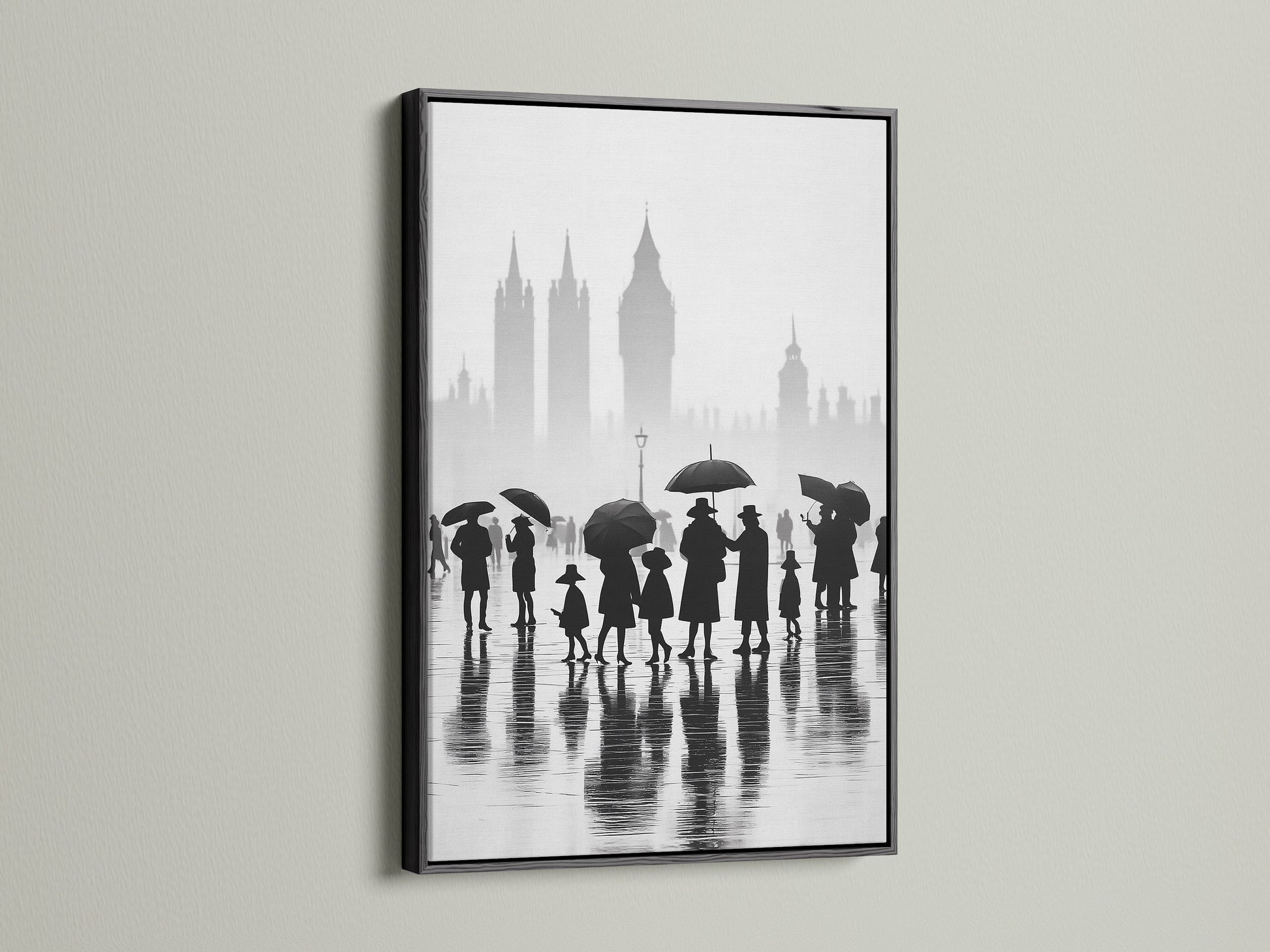 Add a touch of sophistication with our black framed London art. This black and white cityscape print brings urban photography to your space. Ideal for minimalist decor. It features the iconic London skyline. A great choice for office wall art