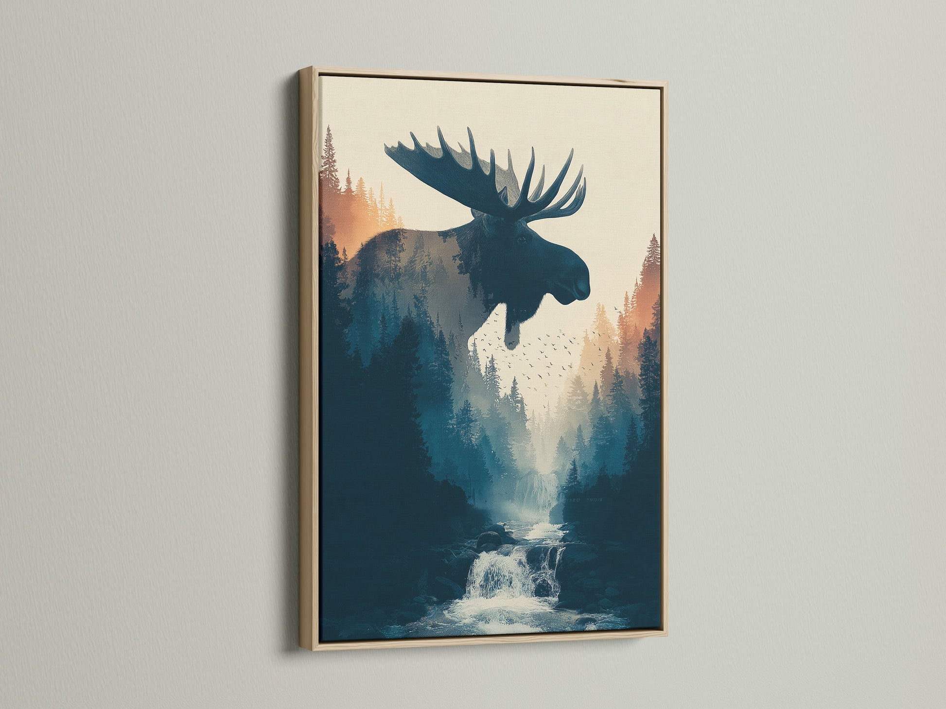 This artwork is displayed in an oak frame. The oak frame enhances the artwork. The natural wood grain adds warmth. Discover how an oak frame can transform your artwork. Shop now to elevate your space with framed artwork.