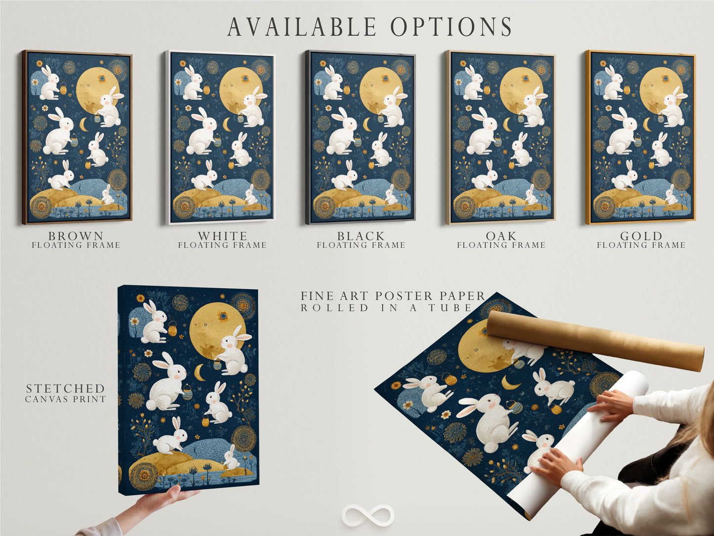 Discover available art display options. This includes stretched canvas prints. Also find fine art poster paper and floating frames. Customize your art to match your style. Explore diverse presentation choices.