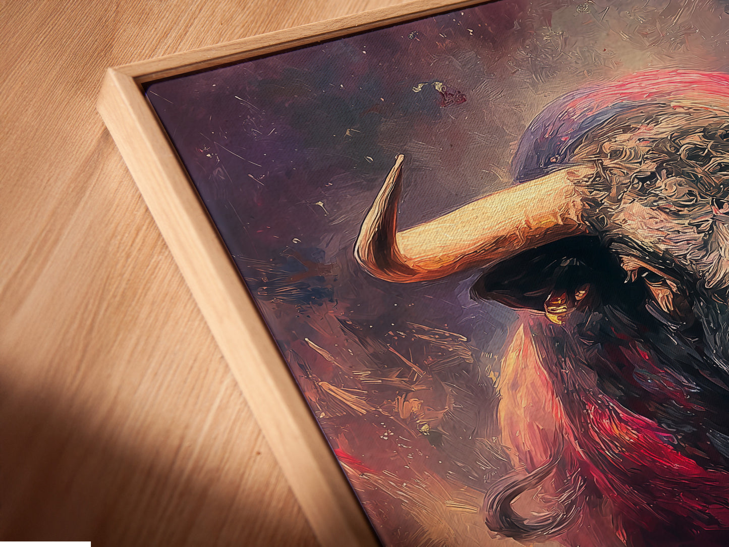 Close up of a canvas print with a floating frame. The artwork appears to float within the frame. This modern framing style adds depth. Check out our canvas prints in floating frames for a unique look.