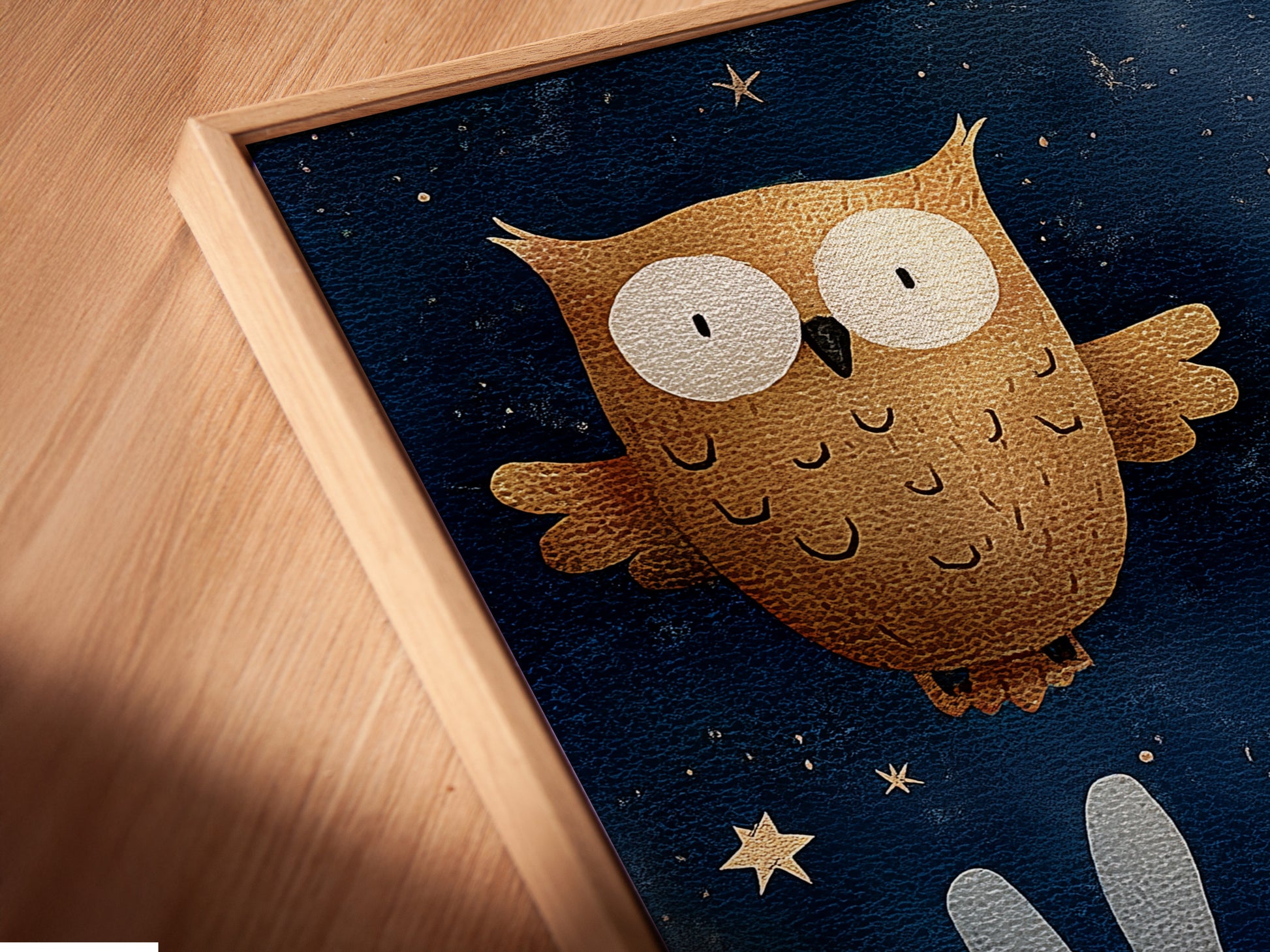 Close-up of a canvas print in a floating frame. The art appears to float within the frame. This gives a modern gallery look. Enhance your artwork with our floating frame option. Perfect for any space.