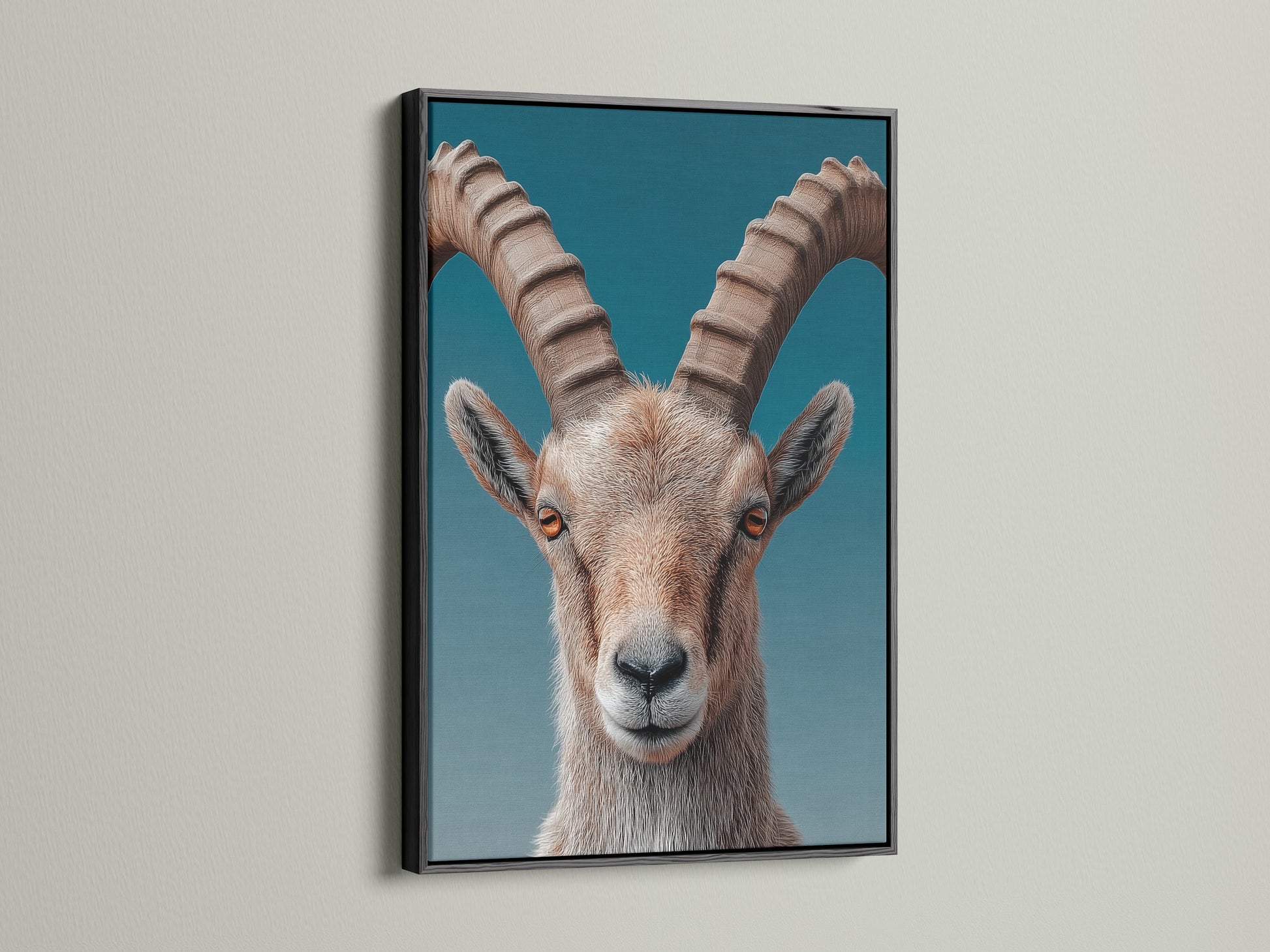 A black frame highlights an animal artwork. The bold contrast makes a statement. This frame adds a touch of drama and sophistication. Suitable for various interior styles. Enhance your art with a classic black frame. Make your art stand out.
