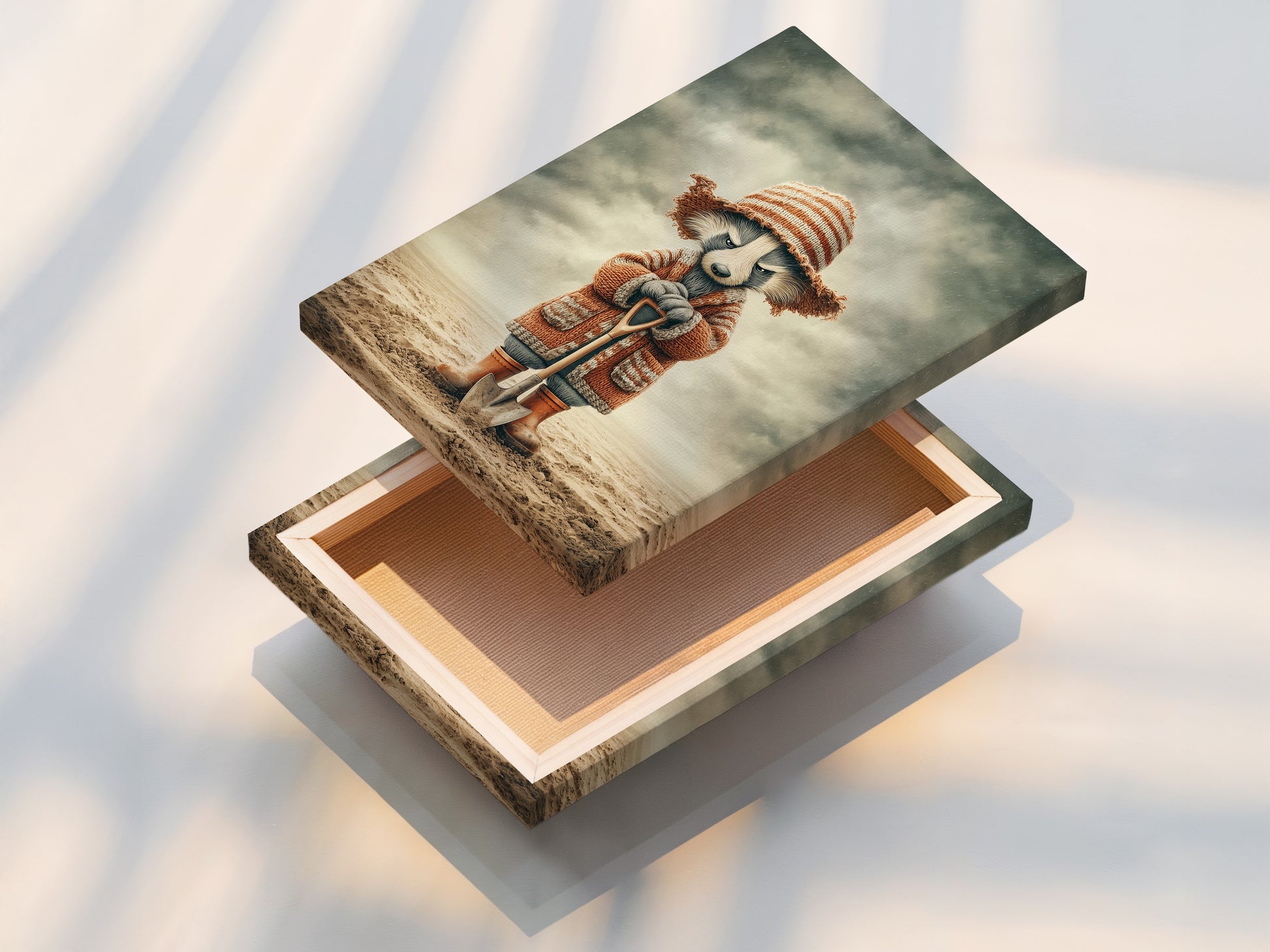 A stretched canvas print showcases the delightful raccoon artwork. This ready-to-hang option simplifies decorating. The animal art print looks stunning. Perfect for a woodland nursery or kids room. Add a touch of vintage charm to your home. Perfect for kids room wall art.