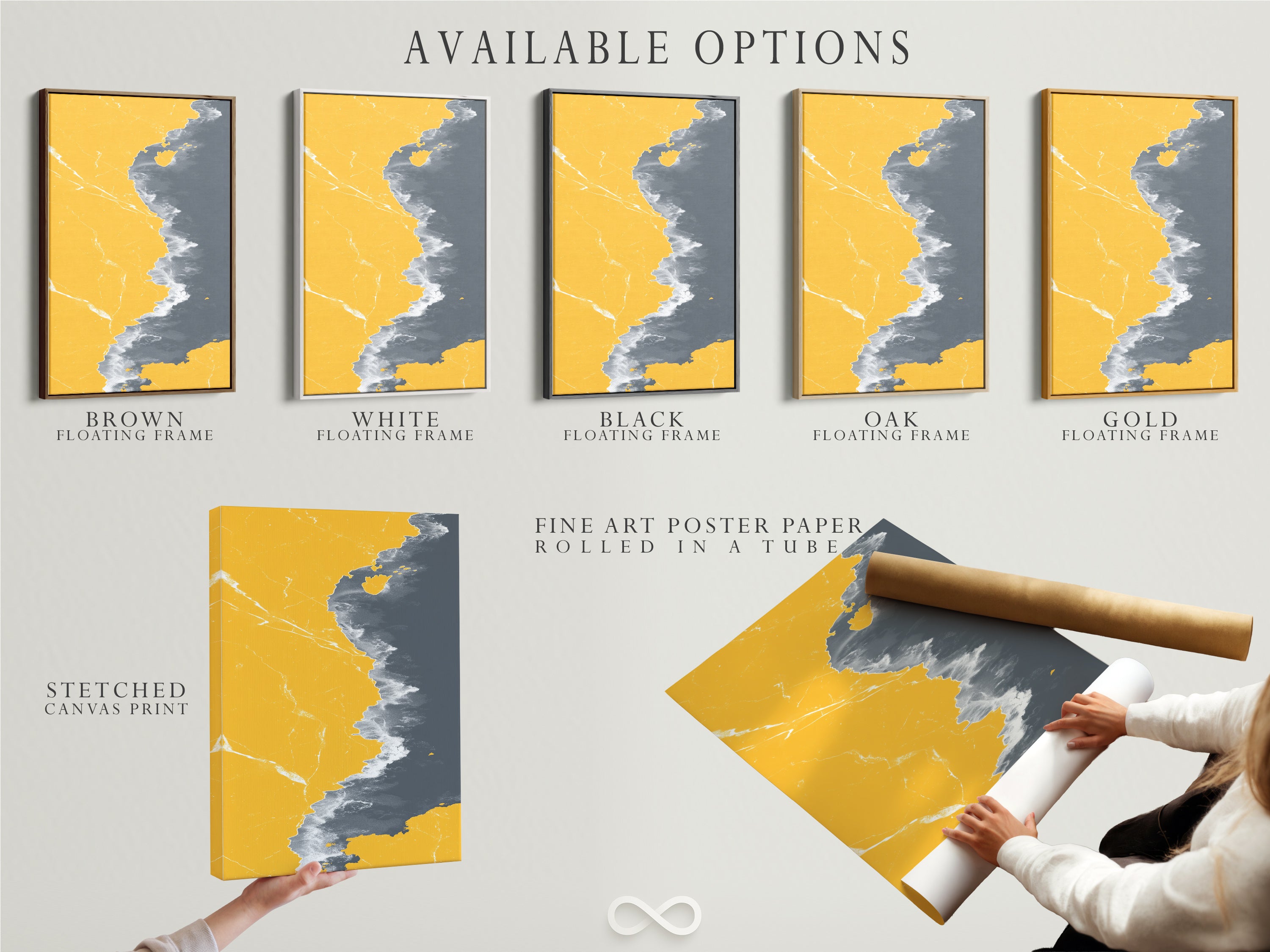 Explore available options including stretched canvas prints fine art poster paper and floating frames. Customize your abstract coastline artwork to match your style. Discover the perfect modern print for your home decor needs.