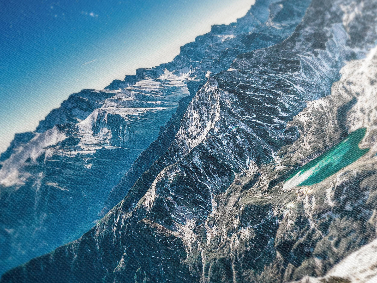 Cetakan Kanvas Tatra Mountains, Seni Dinding Dolina Pieciu Stawow, Landskap Alpine Besar, Puncak Musim Sejuk dan Seni Tasik Biru, Seni Alam Di Atas Sofa