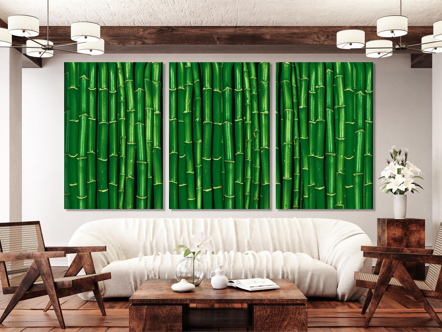 Large Bamboo Forest Canvas Print, Vibrant Green Wall Art, Oversized Zen Nature Artwork, Tranquil Bamboo Canvas for Peaceful Home Decor