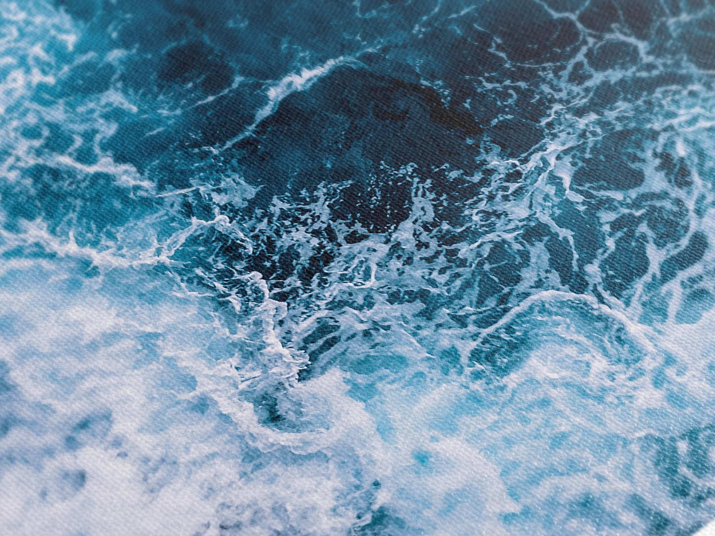 Deep Blue Seascape Canvas Art - Ocean Waves Wall Art Large Coastal Art Print Sea Wave Artwork Contemporary Office Wall Decor Nautical Prints