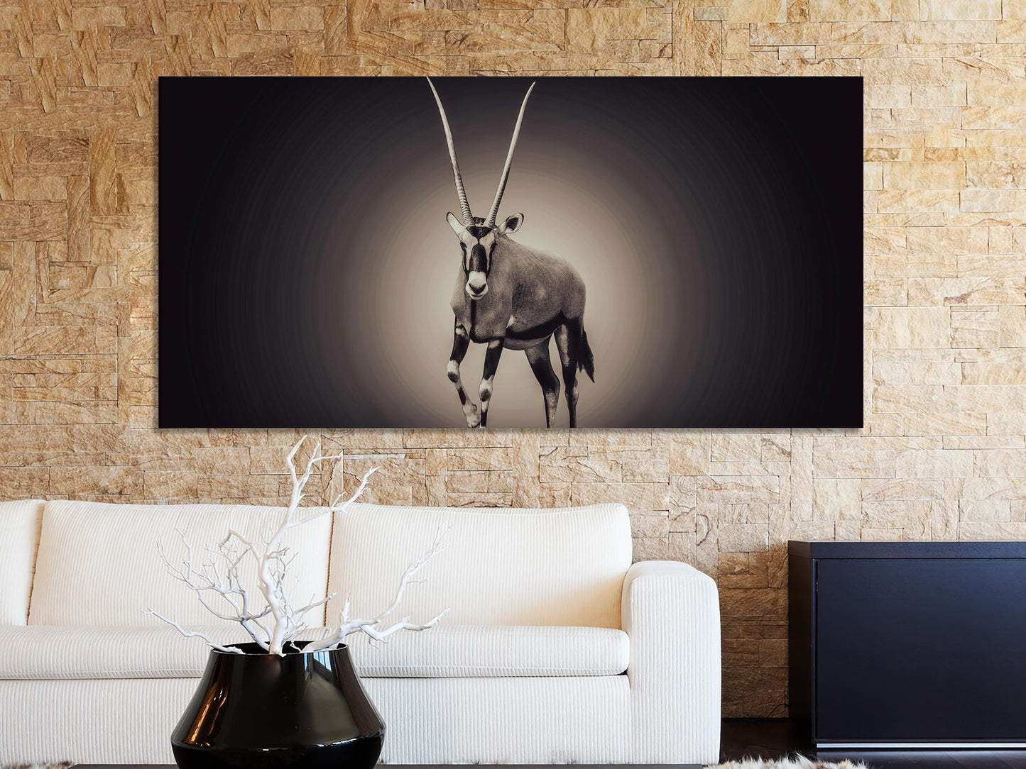 Oryx Canvas Art - Wildlife Wall Art, Large  Black & White Artwork Safari Wall Decor, Modern African Wildlife Canvas Art, Modern Safari Print