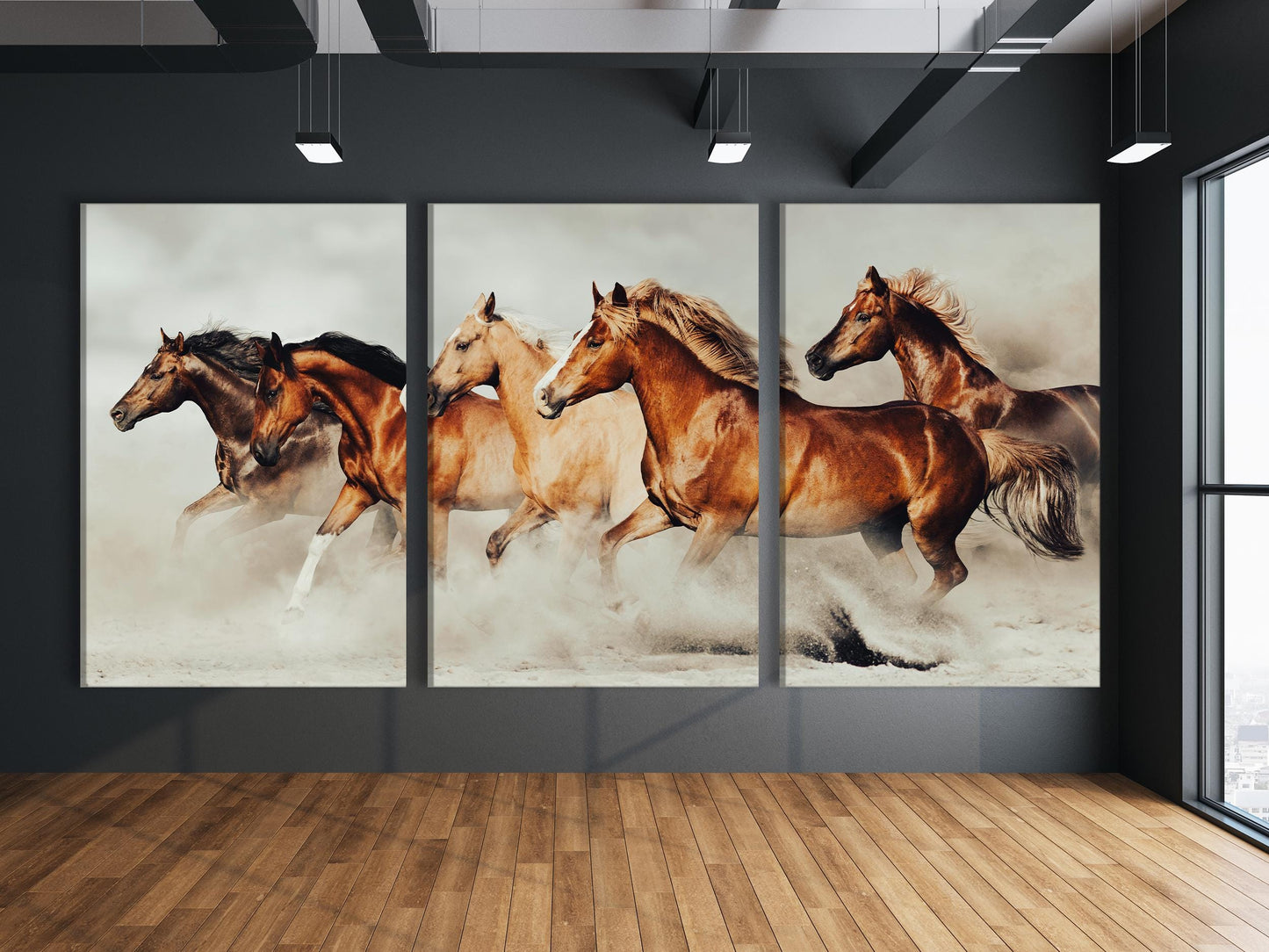 Arte de la pared de caballos: estampado de lona de caballos de gran tamaño, gran estampado de bellas artes de caballos, obras de arte de caballos, idea de regalo de amantes de los caballos, por encima de la decoración del sofá