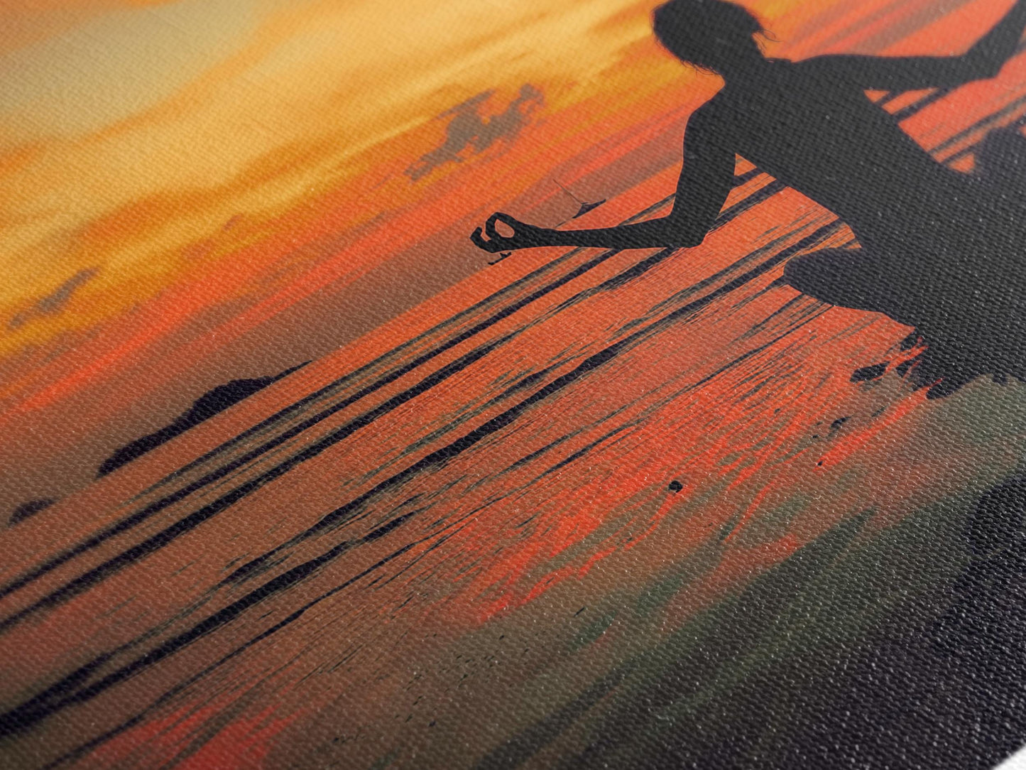 Yoga Meditation Sunset Canvas Print, Large Zen Wall Art, Peaceful Beach Silhouette Artwork, Modern Mindfulness Art Print, Calm Wall Decor