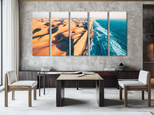 Namib Desert Canvas Art - Atlantic Ocean Canvas Print, Skeleton Coast Wall Art, Large Coastal Desert Artwork, Namibia Wall Decor African Art