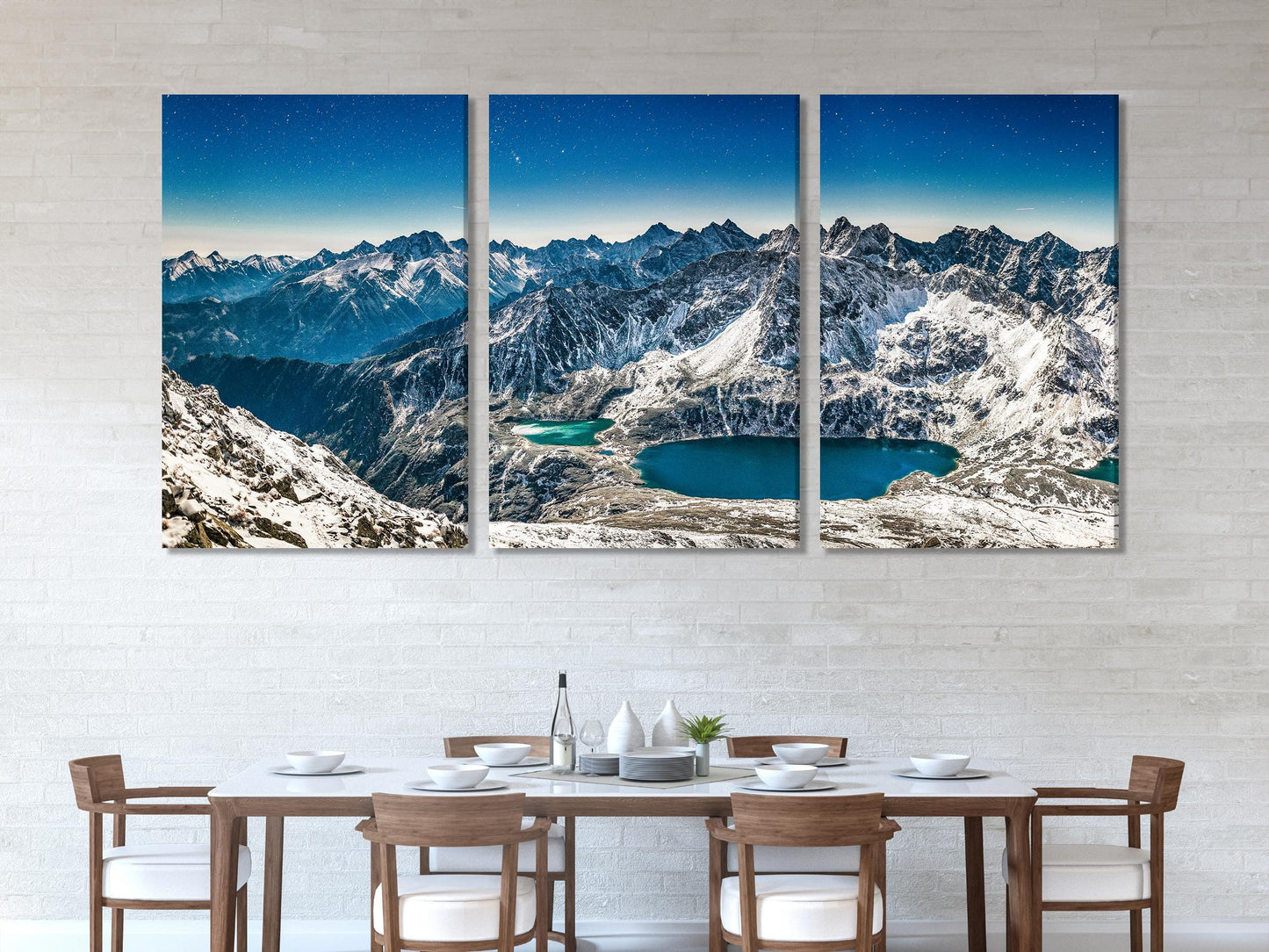 Cetakan Kanvas Tatra Mountains, Seni Dinding Dolina Pieciu Stawow, Landskap Alpine Besar, Puncak Musim Sejuk dan Seni Tasik Biru, Seni Alam Di Atas Sofa