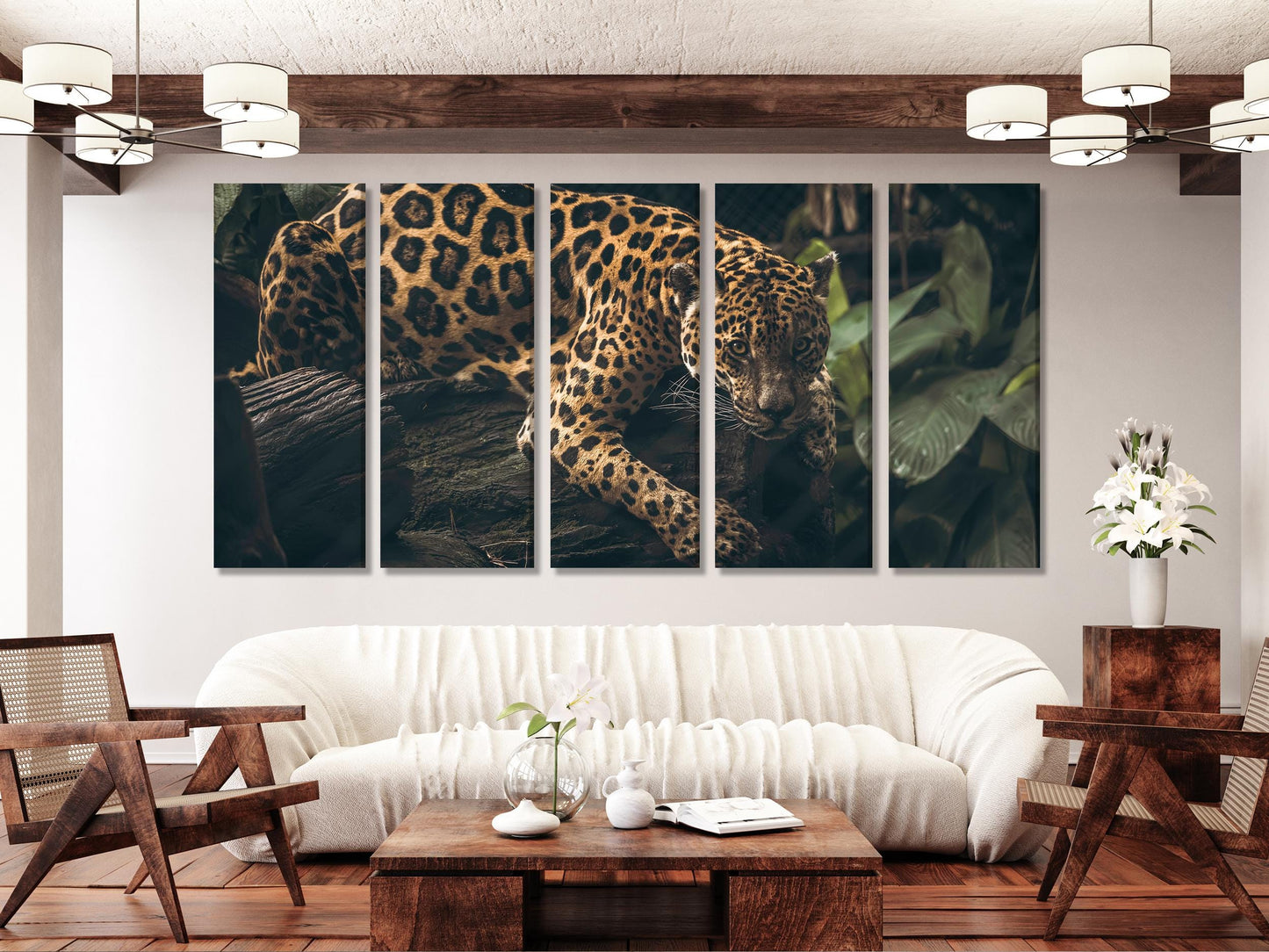Jaguar Wall Art - Panthera Onca Canvas estampado, obra de arte de vida silvestre de la jungla de gran tamaño, estampado de bellas artes de gato salvaje, decoración de pared de fotografía de vida silvestre