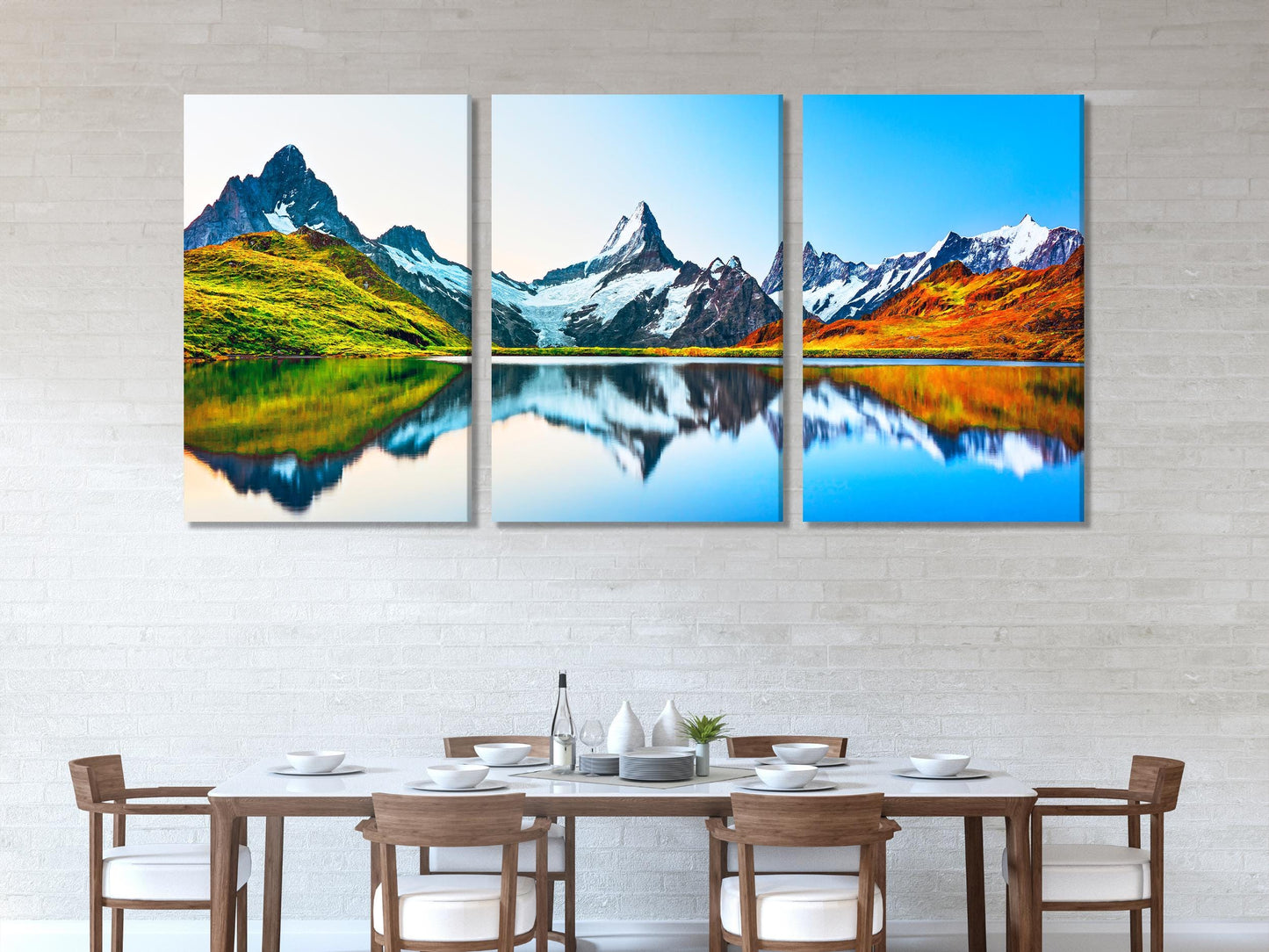 Bachalpsee Lake Sunrise Canvas, Swiss Alps Mountain Landscape Wall Art, Eiger Jungfrau Faulhorn Peaks, Switzerland Nature Photography Print