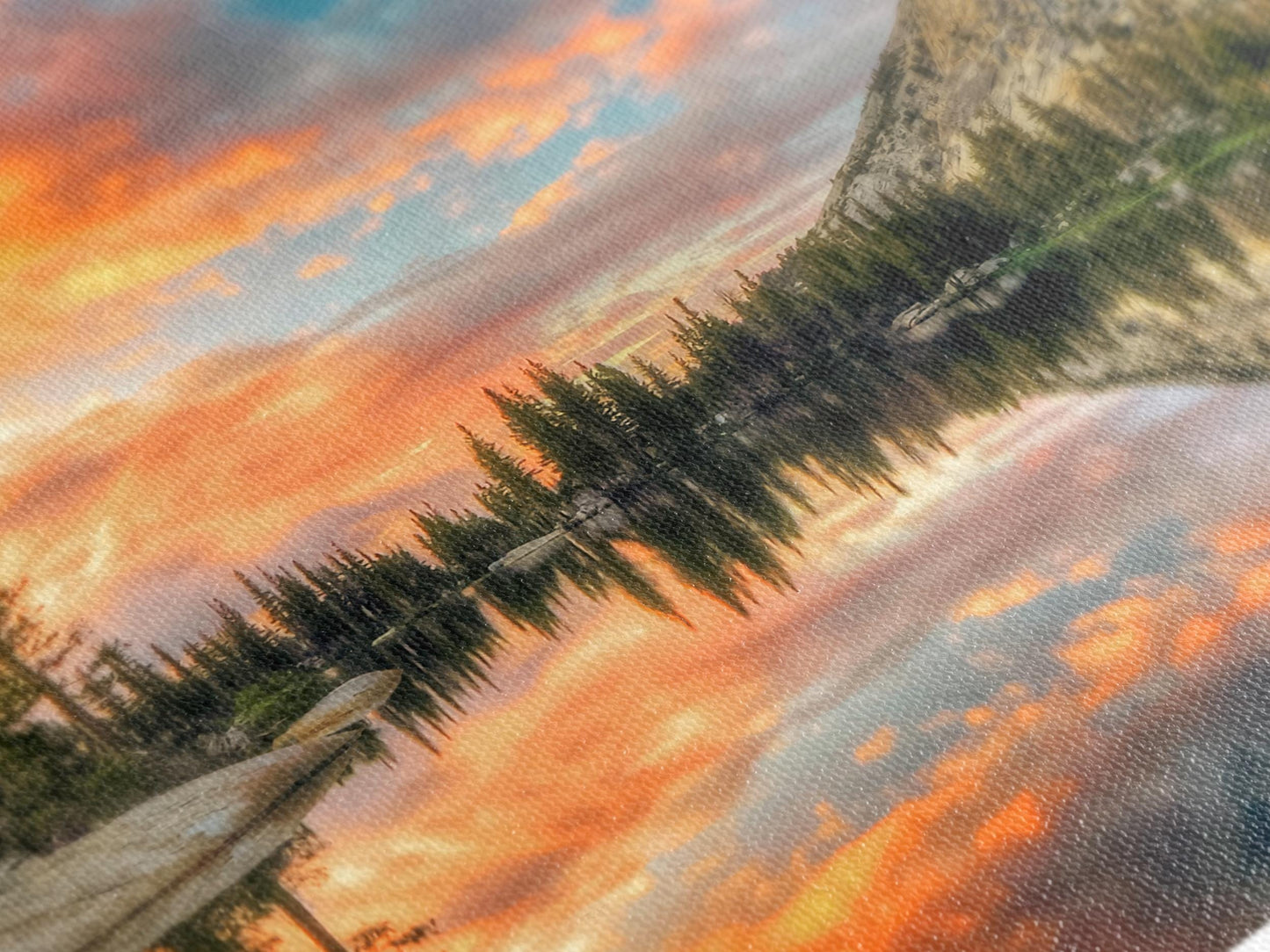 Cathedral Lake Leinwanddruck, Yosemite Nationalpark Wandkunst, Große kalifornische Berglandschaft, Extra große Natur Sonnenuntergang Wanddekoration