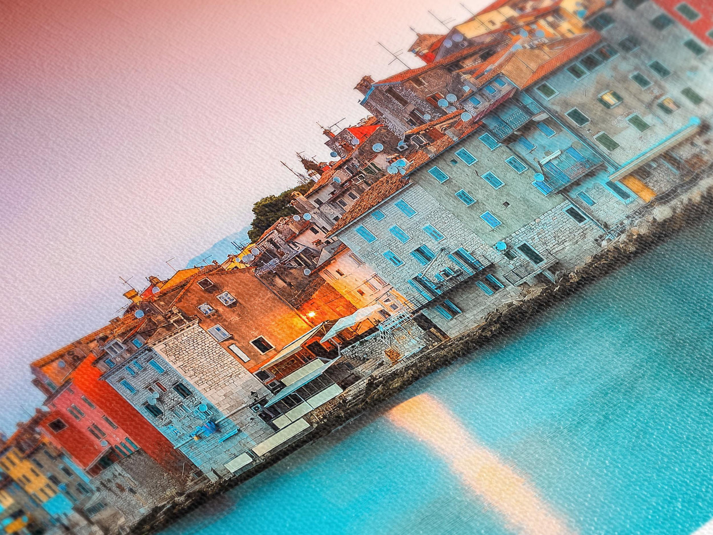 Rovinj Croatia Wall Art, Sunset Canvas Print, Romantic Coastal Decor, European Old Town Canvas, Framed Istrian Peninsula Art