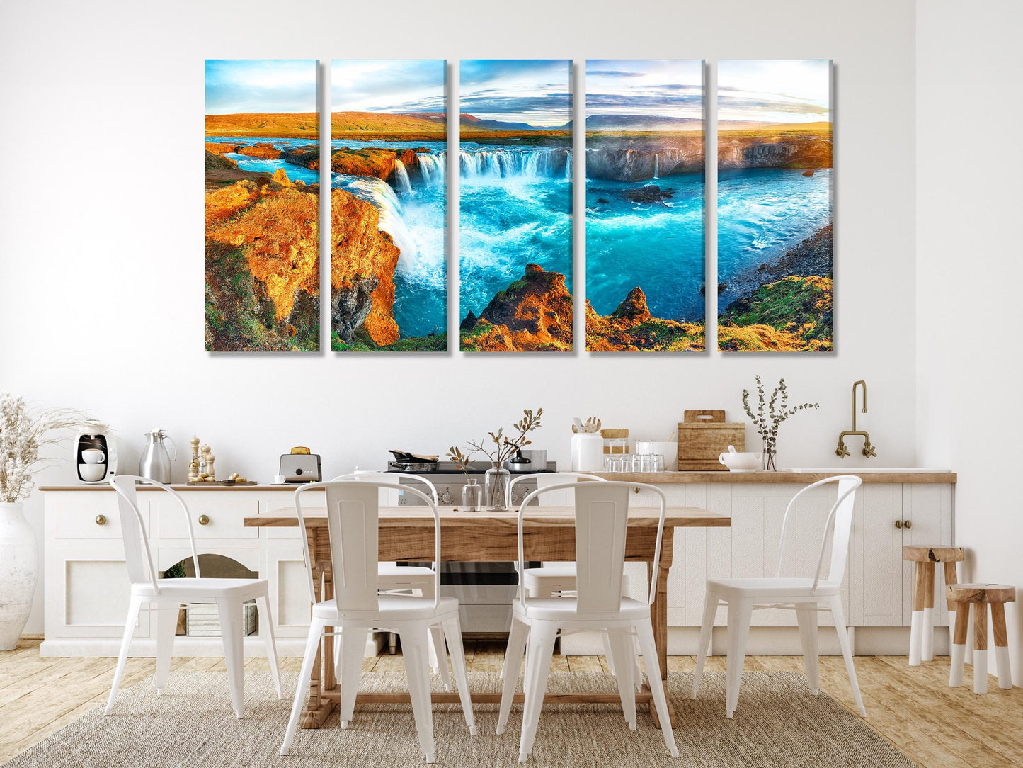 Waterfall Canvas Art –  Iceland Wall Art, Godafoss Waterfall Wall Art, Iceland Waterfall Wall Decor, Contemporary Icelandic Art Wall Decor