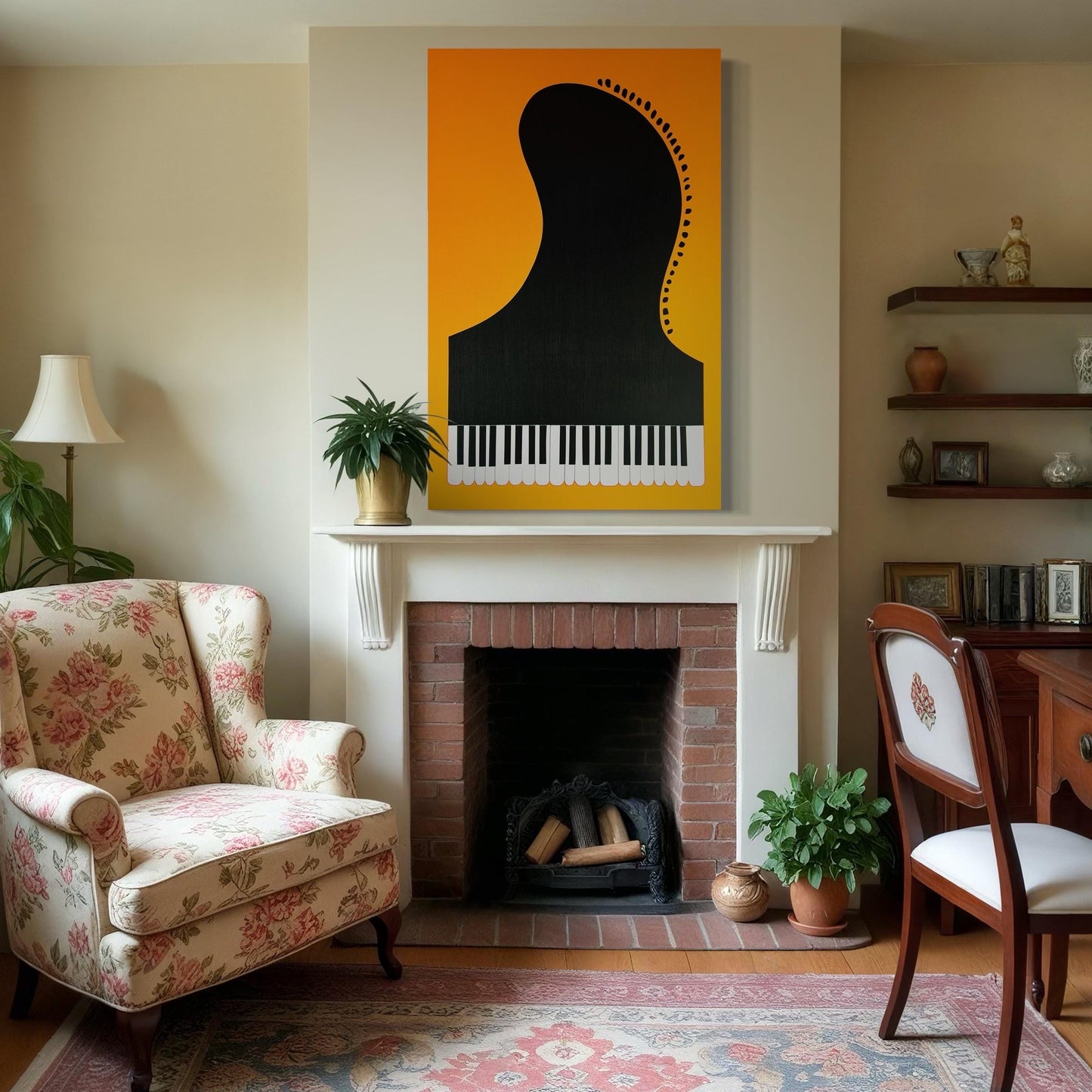 Piano Print - Gift for Musician, Grand Piano Wall Art, Mid Century Modern Jazz Art, Music Poster, Living Room Music Decor, Gift for Pianist