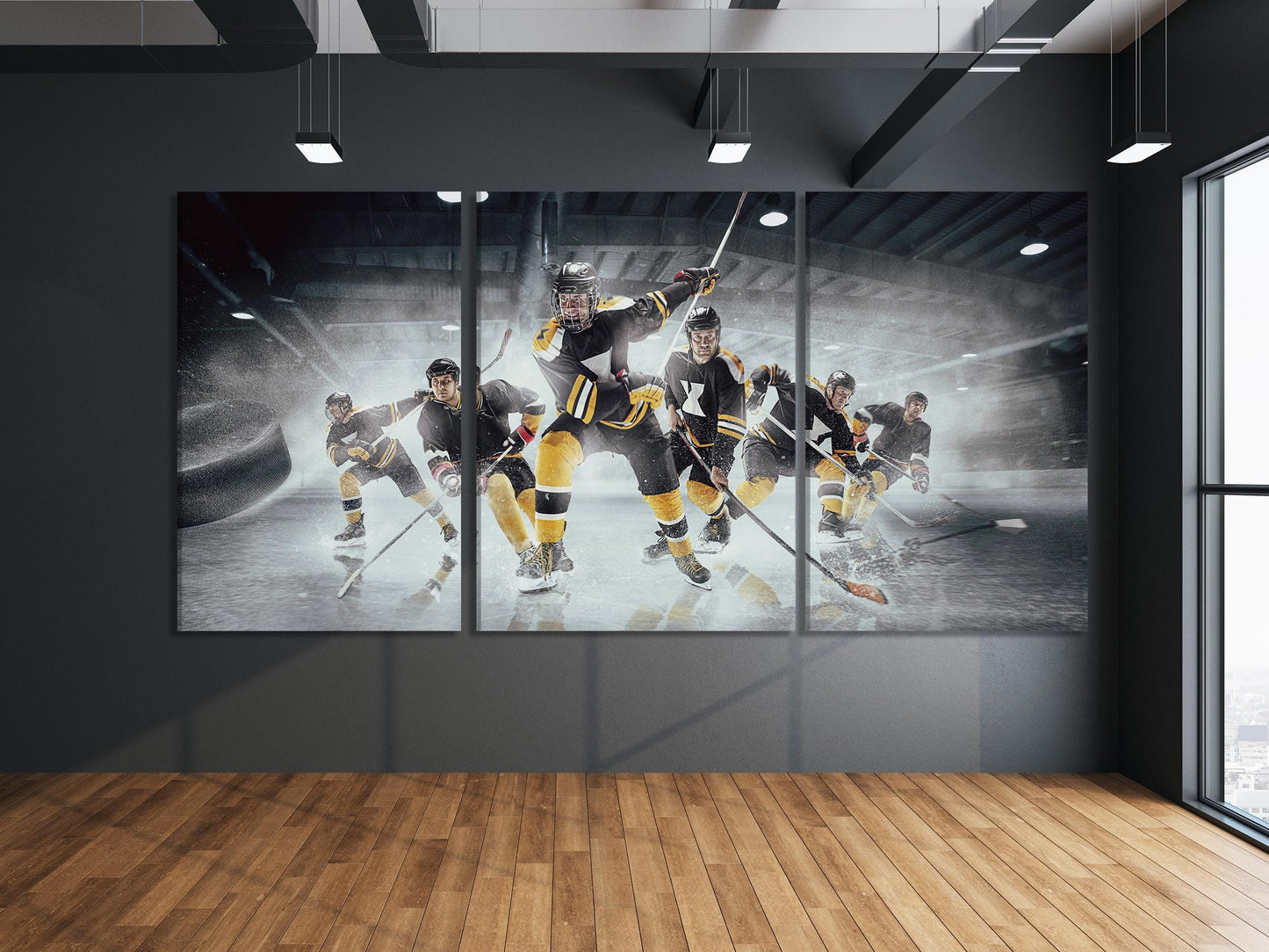 Hockey Canvas Print – Extra Large Sports Wall Art, Ice Rink Team Artwork, Modern Athletic Decor for Game Room or Sports Fan Space Wall Decor