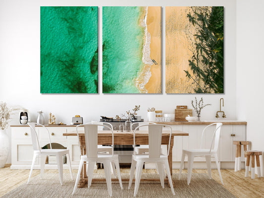 바하마 벽 예술 공중 해변 캔버스 인쇄 해안 대형 벽 예술 열대 바하마 해안선 예술 작품 현대 해변 예술 인쇄 섬 장식