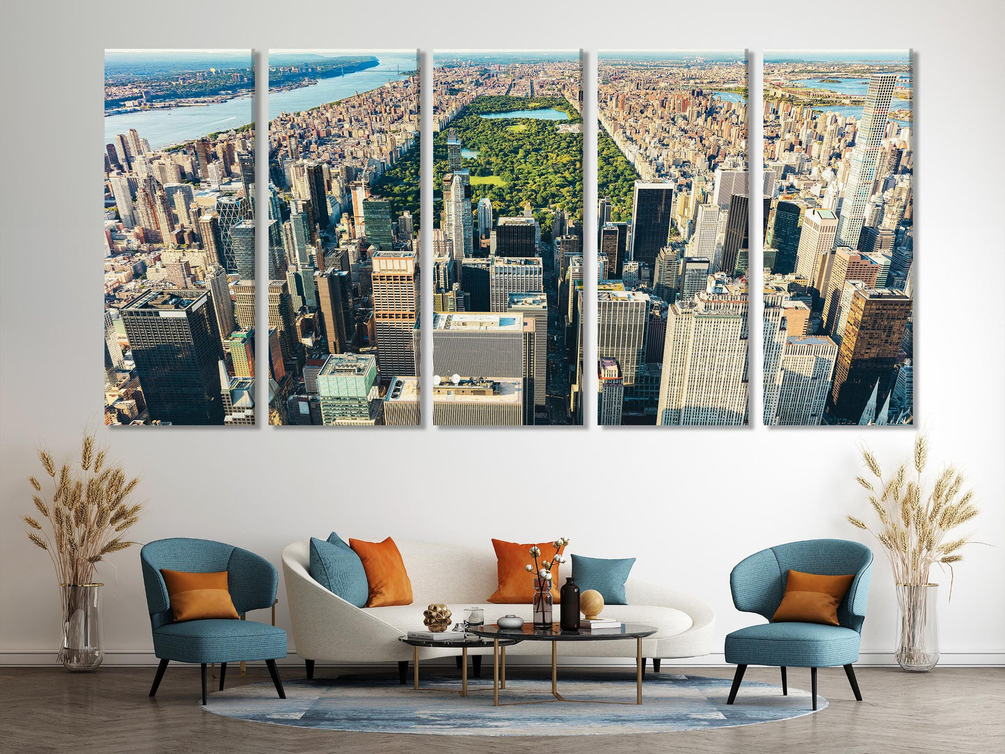 뉴욕 스카이라인 캔버스 프린트 센트럴 파크와 맨해튼의 공중 전망 예술 작품 뉴욕의 상징적인 벽 예술 뉴욕 아트 프린트 맨해튼 도시 풍경
