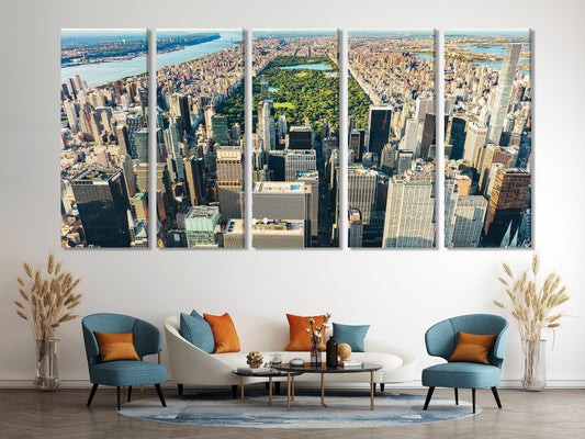 New York Skyline Canvas Print Aerial View of Central Park and Manhattan Artwork Iconic NYC Wall Art New York Art Print Manhattan Cityscape