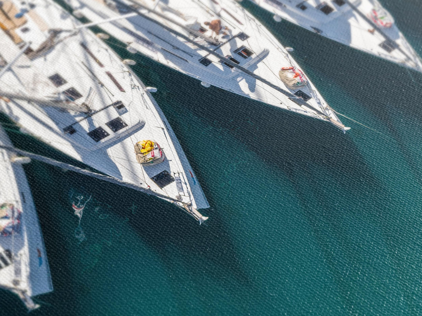 Nautical Boats Aerial View Canvas Wall Art, 5-Panel Coastal Decor, Yacht Marina Print, Modern Sailing Wall Art for Living Room or Dining