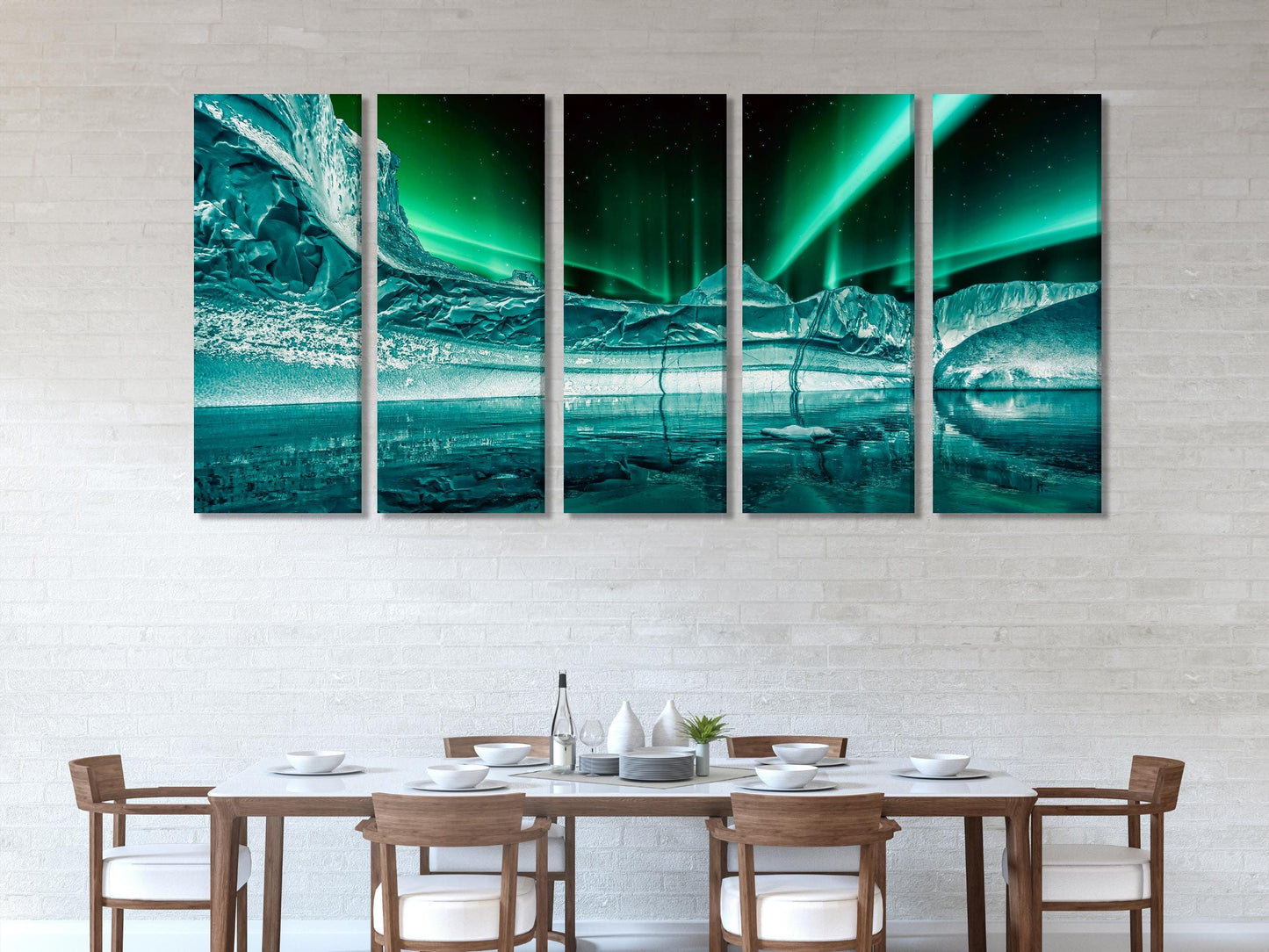 Greenland Fjord Wall Art - Northern Lights Canvas Print, Large Arctic Art Print Aurora Borealis Wall Art, Iceberg Canvas Art, Fjord Wall Art