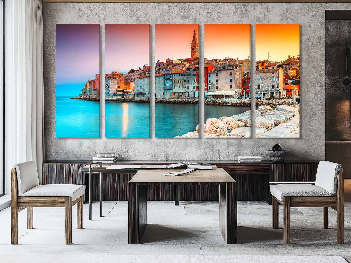 Rovinj Croatia Wall Art, Sunset Canvas Print, Romantic Coastal Decor, European Old Town Canvas, Framed Istrian Peninsula Art