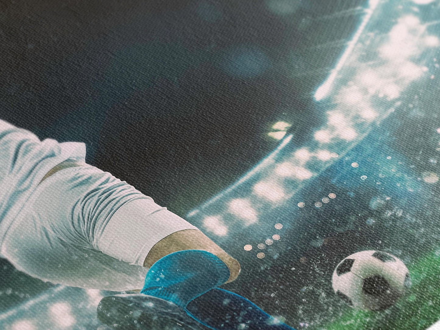 Soccer Player Canvas Print, Large Football Action Wall Art, Sports Stadium Decor, Athlete Kicking Ball Canvas, Extra Large Sports Artwork