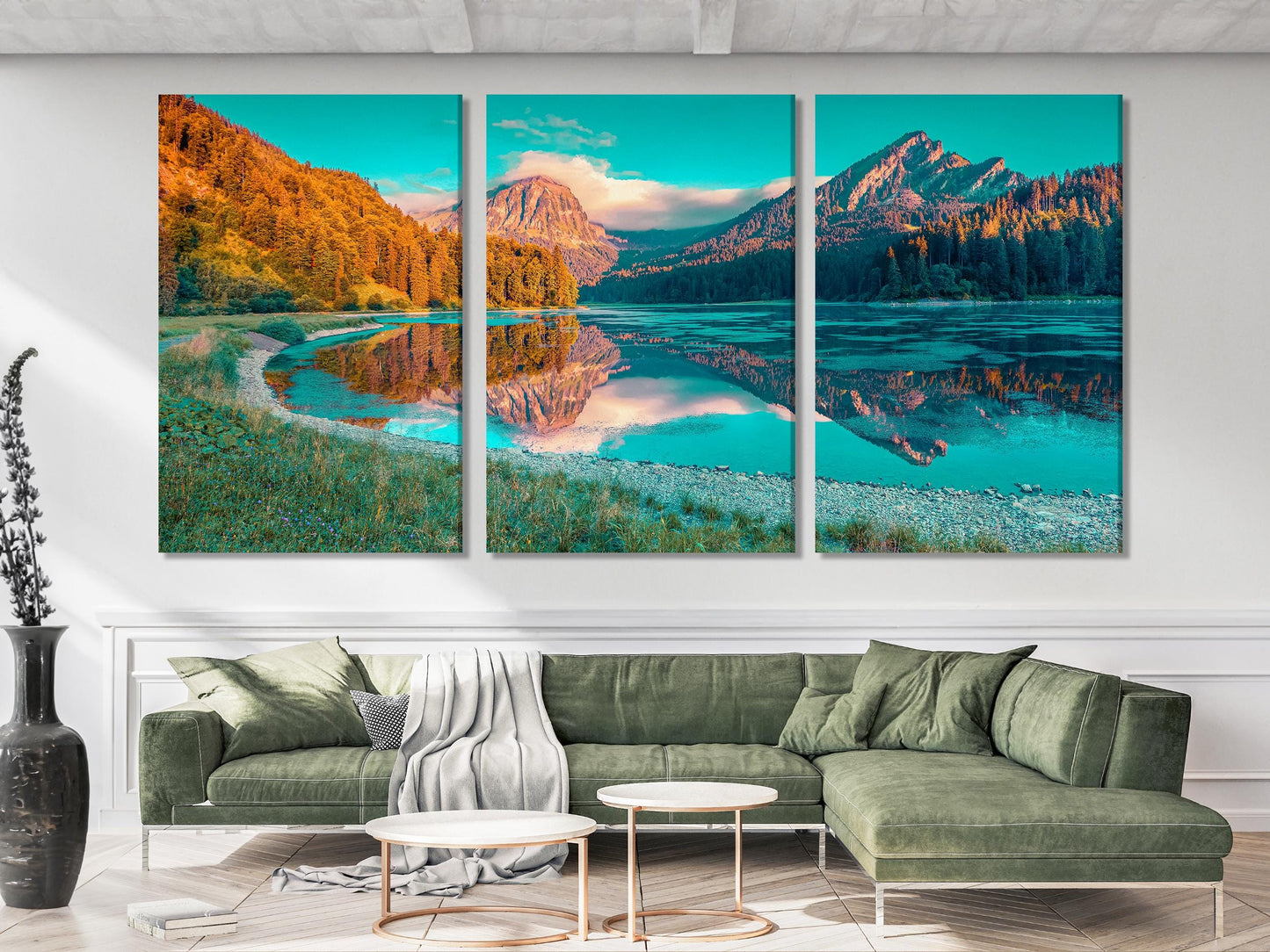 Mountain Lake Canvas Print, Large Landscape Wall Art, Scenic Alpine Mountain Artwork, Modern Nature Art Print, Scenic Nature Wall Decor