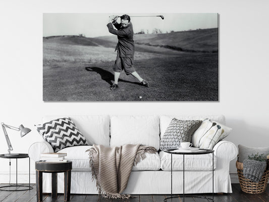빈티지 골퍼 캔버스 프린트, 클래식 흑백 벽 아트, 대형 골프 스윙 아트워크, 레트로 스포츠 아트 프린트, 레트로 골프 벽 장식