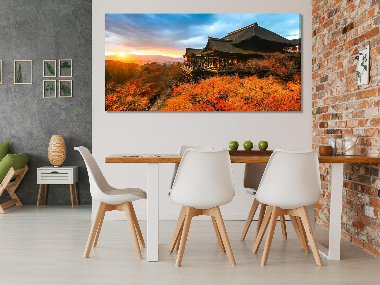 Autumn Colors at Kiyomizu-dera Temple Canvas Wall Art, Kyoto Japan Sunset Print, Vibrant Fall Landscape Decor, Japanese Temple Art