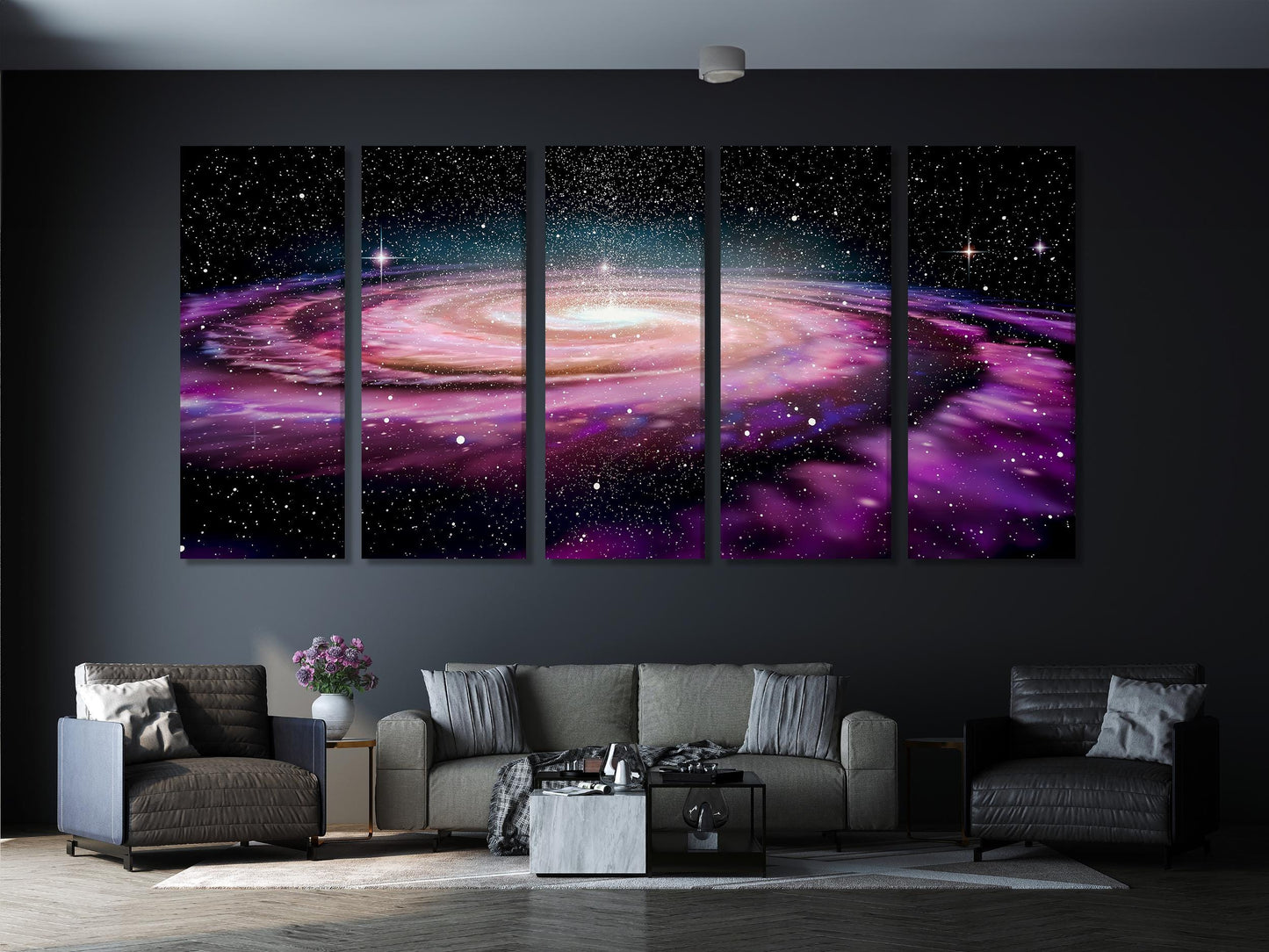 Milky Way Galaxy Canvas Print, Large Space Wall Art, Purple Cosmic Nebula Decor, Starry Night Sky Artwork, Universe Galaxy Scene
