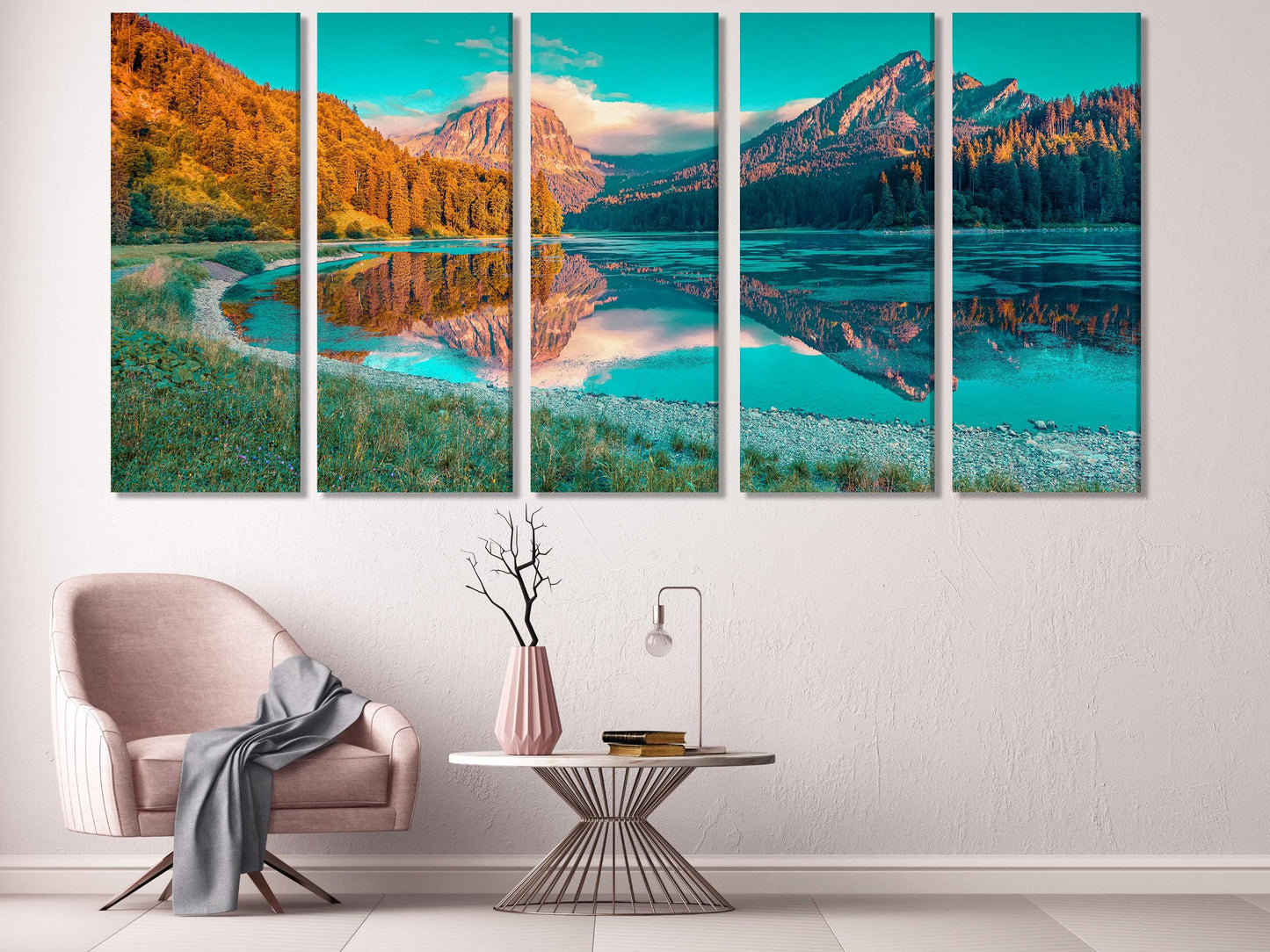 Mountain Lake Canvas Print, Large Landscape Wall Art, Scenic Alpine Mountain Artwork, Modern Nature Art Print, Scenic Nature Wall Decor