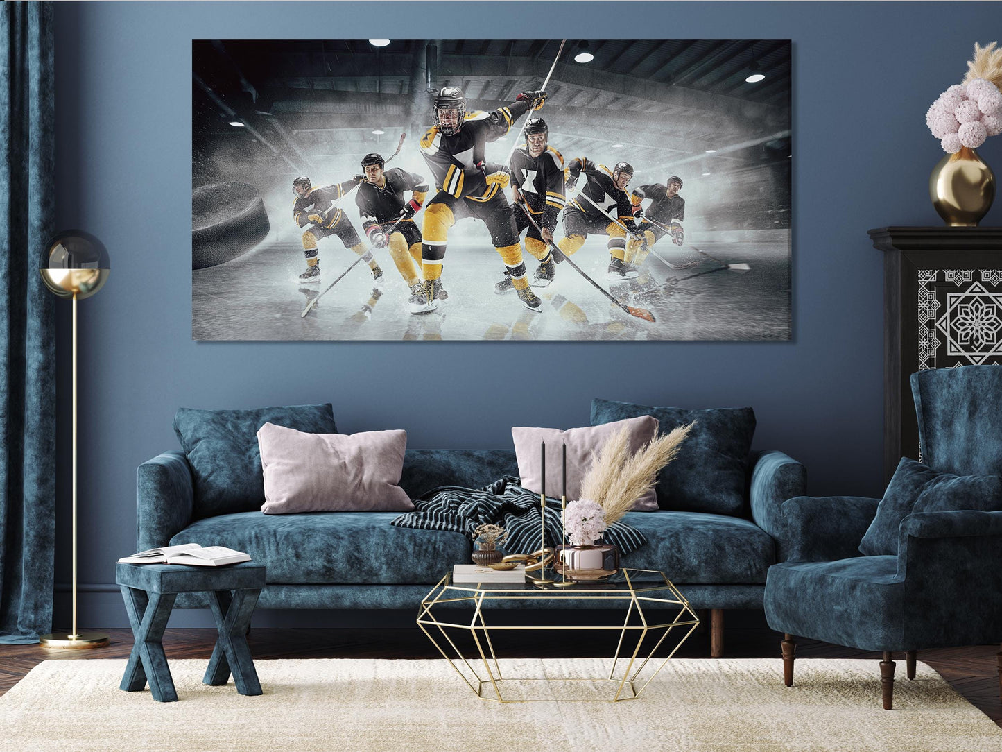 Hockey Canvas Print – Extra Large Sports Wall Art, Ice Rink Team Artwork, Modern Athletic Decor for Game Room or Sports Fan Space Wall Decor
