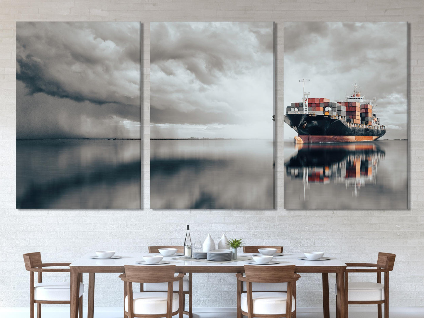Cargo Ship Canvas Print – Modern Maritime Wall Art, Industrial Shipping Scene, Nautical Decor for Living Room or Office