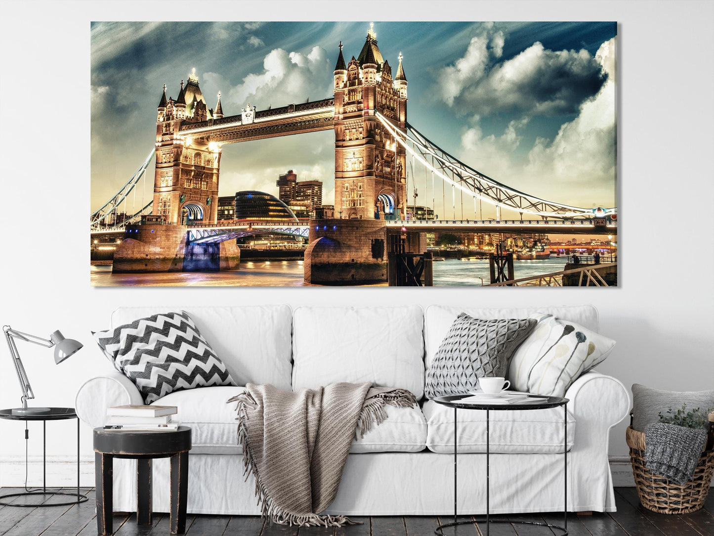 London Tower Bridge Canvas Print, 3-Panel London Wall Art, UK Landmark Wall Decor, London Bridge Art Print, Office Wall Decor London Artwork