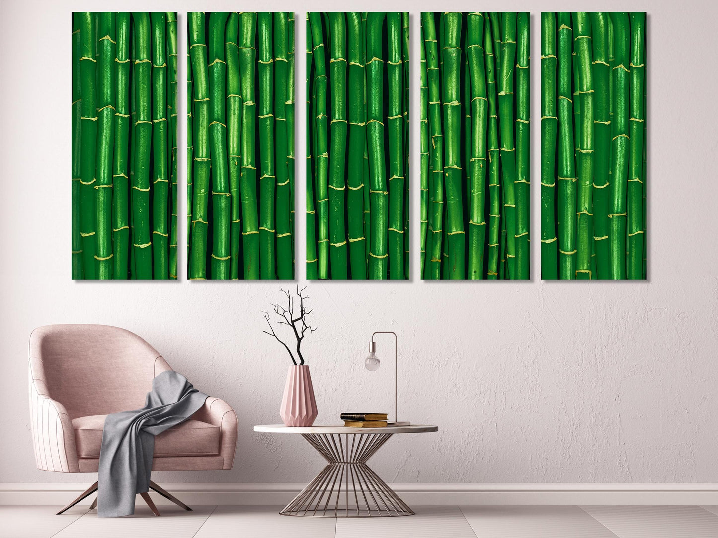 Large Bamboo Forest Canvas Print, Vibrant Green Wall Art, Oversized Zen Nature Artwork, Tranquil Bamboo Canvas for Peaceful Home Decor