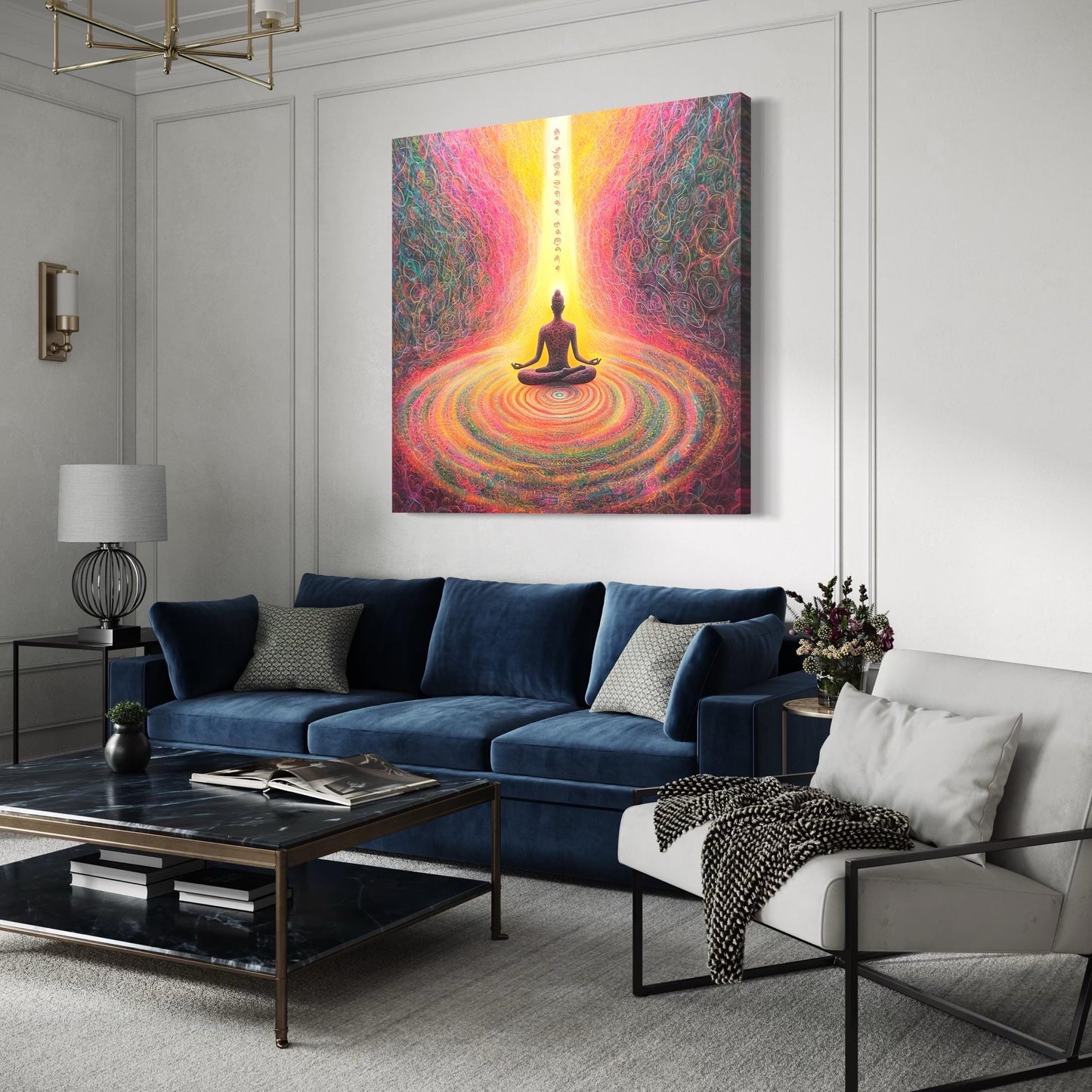 Meditation Wall Art - Chakra Energy Canvas Art, Vibrant Spiritual Wall Decor, Zen Wall Art, Yoga Art Print, Modern Wall Art for Spa Decor